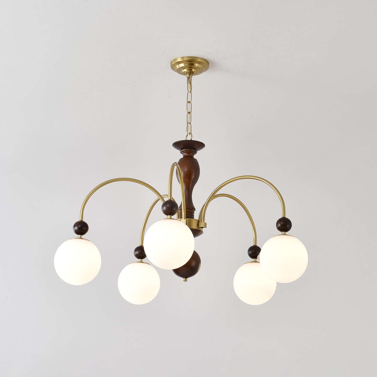 Sixor Pendant Lamp Walnut Brass Globe Vintage-Neutral Decor