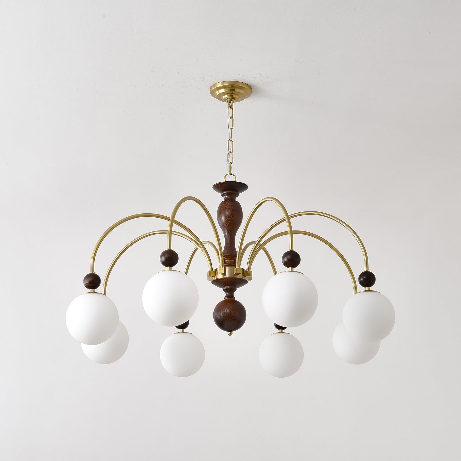 Sixor Pendant Lamp Walnut Brass Globe Vintage-Neutral Decor