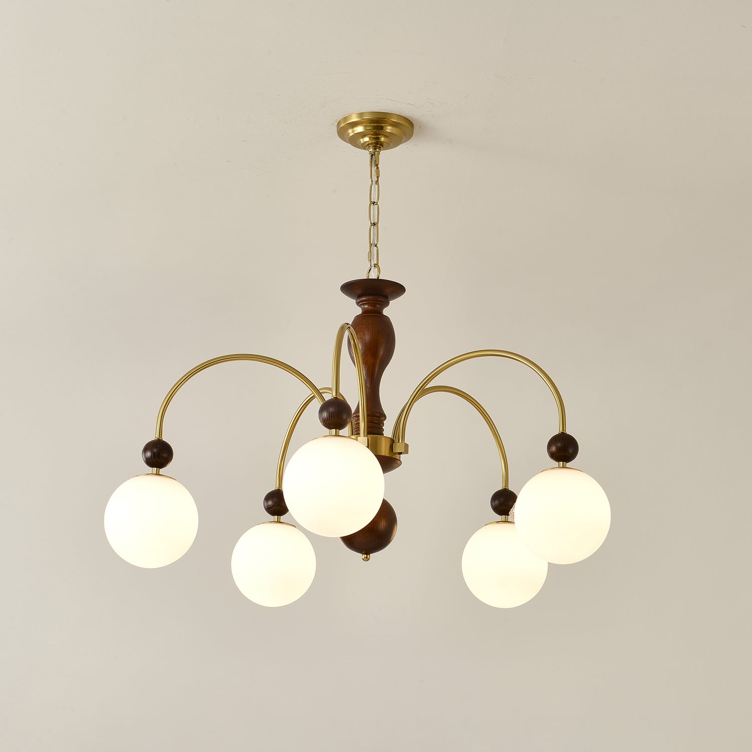 Sixor Pendant Lamp Walnut Brass Globe Vintage-Neutral Decor
