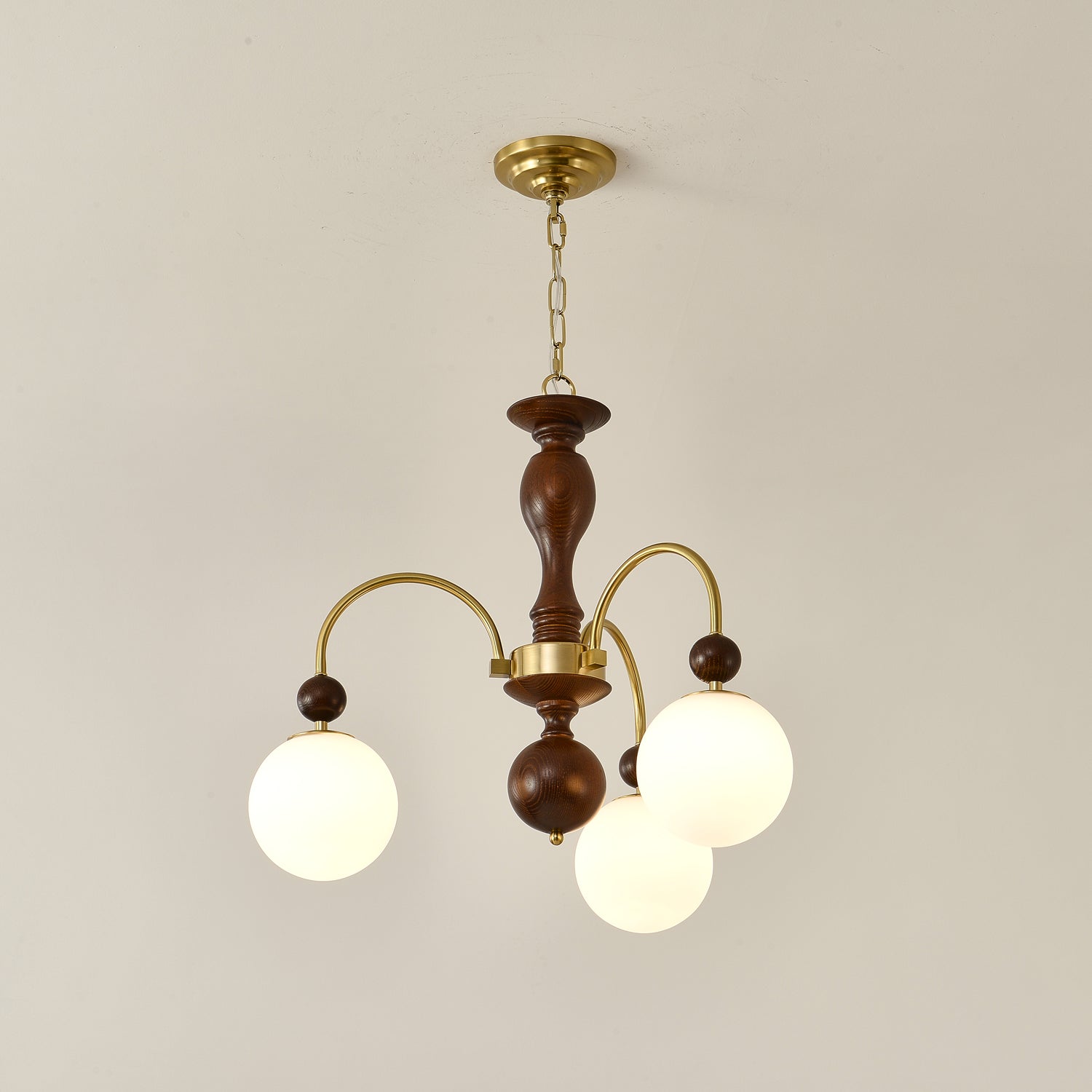 Sixor Pendant Lamp Walnut Brass Globe Vintage-Neutral Decor