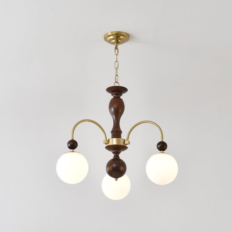 Sixor Pendant Lamp Walnut Brass Globe Vintage-Neutral Decor