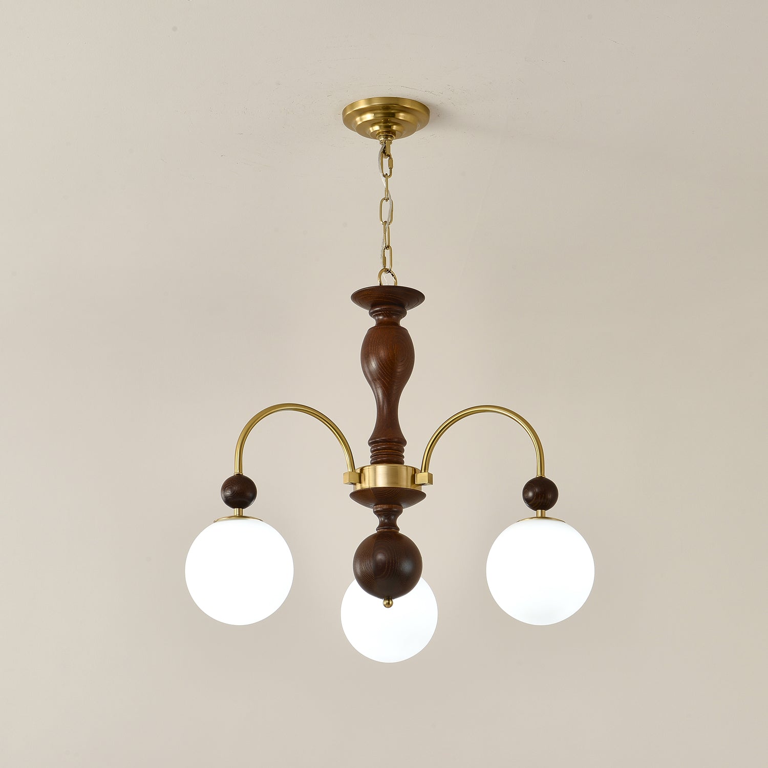 Sixor Pendant Lamp Walnut Brass Globe Vintage-Neutral Decor