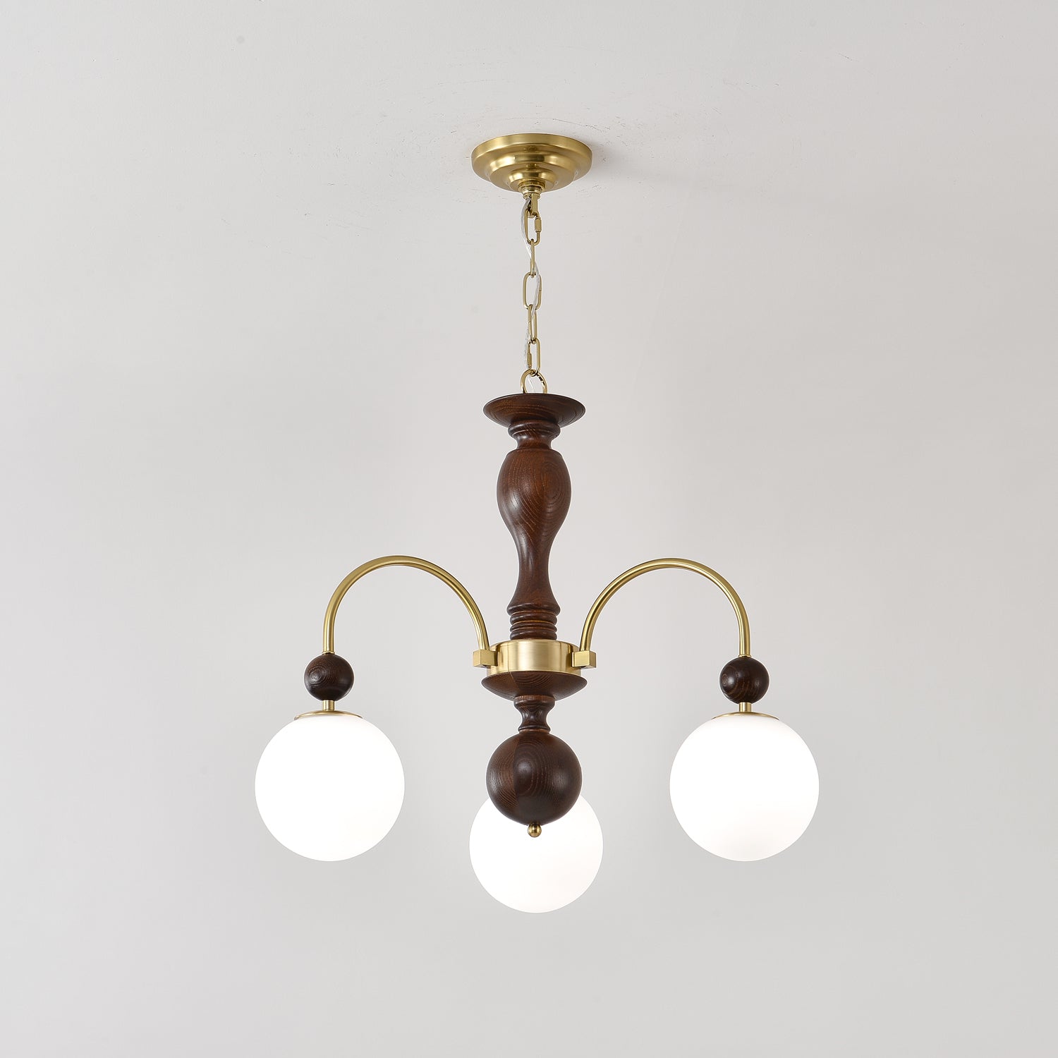 Sixor Pendant Lamp Walnut Brass Globe Vintage-Neutral Decor