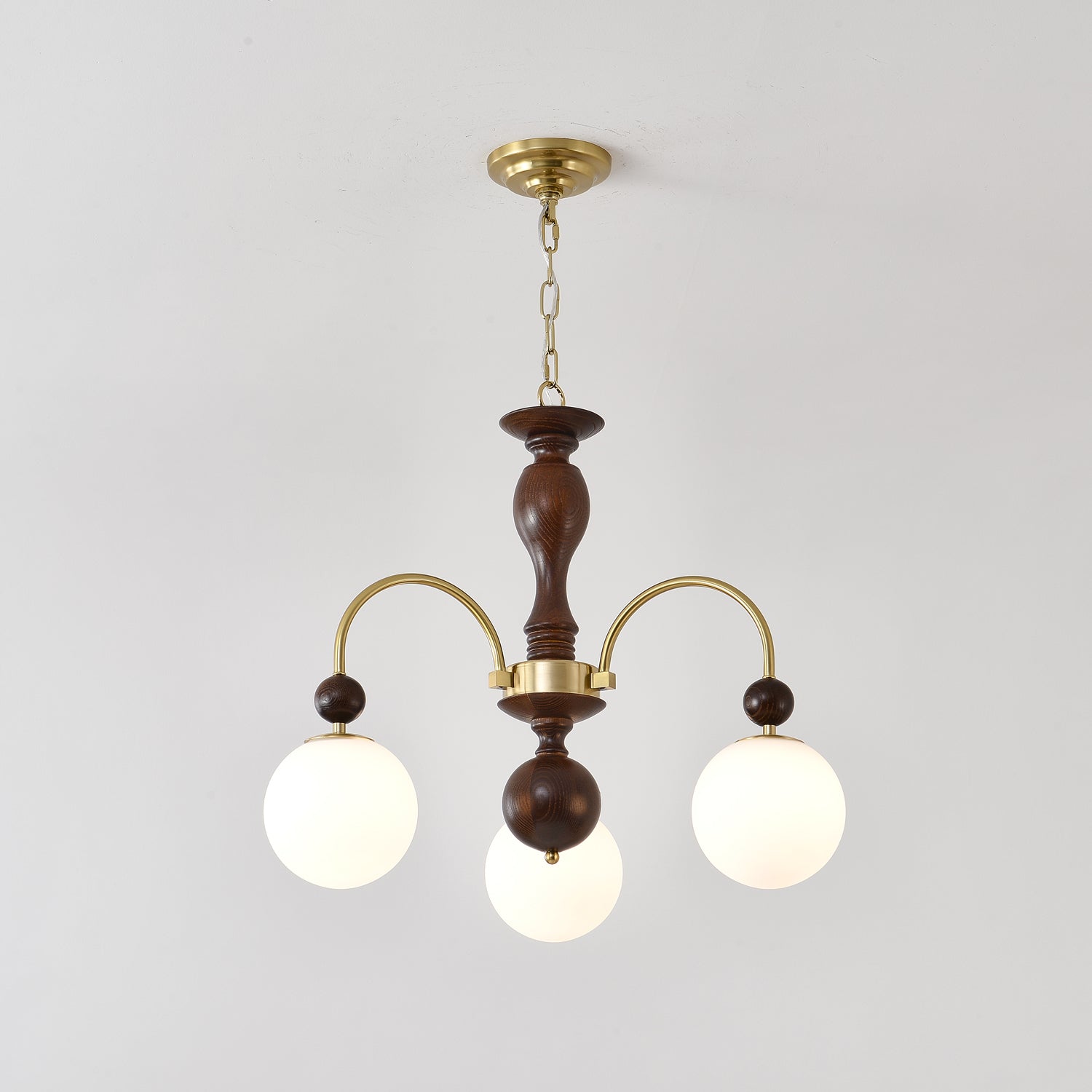 Sixor Pendant Lamp Walnut Brass Globe Vintage-Neutral Decor
