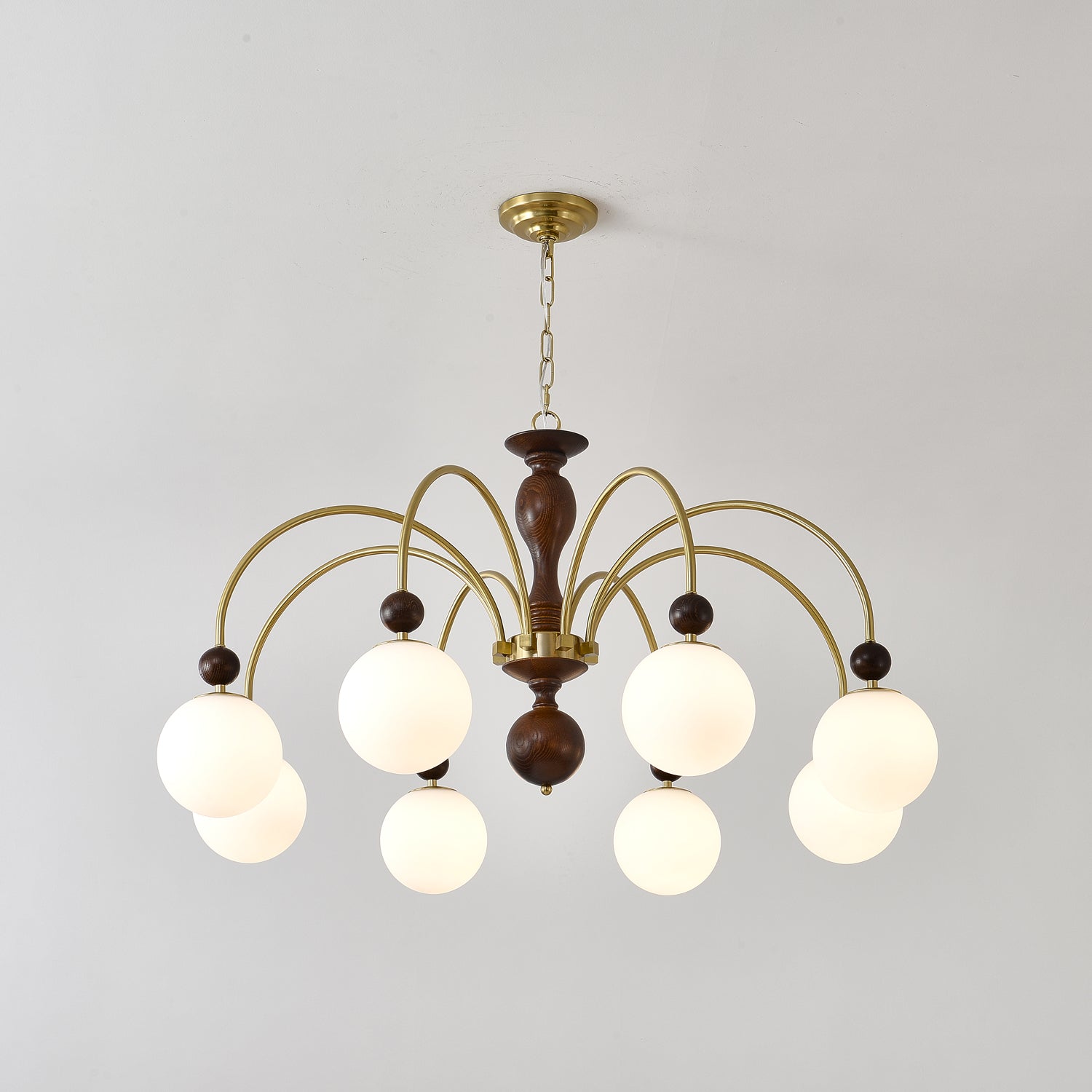 Sixor Pendant Lamp Walnut Brass Globe Vintage-Neutral Decor