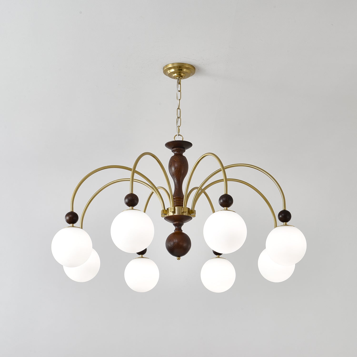 Sixor Pendant Lamp Walnut Brass Globe Vintage-Neutral Decor