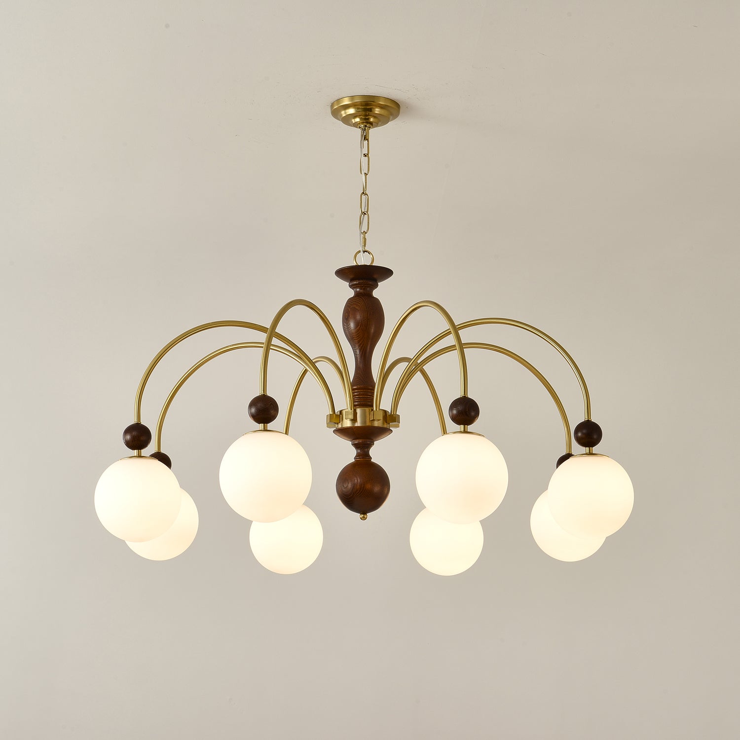 Sixor Pendant Lamp Walnut Brass Globe Vintage-Neutral Decor