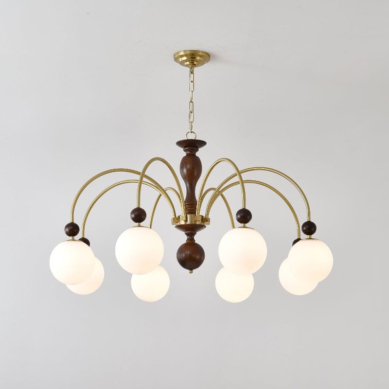 Sixor Pendant Lamp Walnut Brass Globe Vintage-Neutral Decor