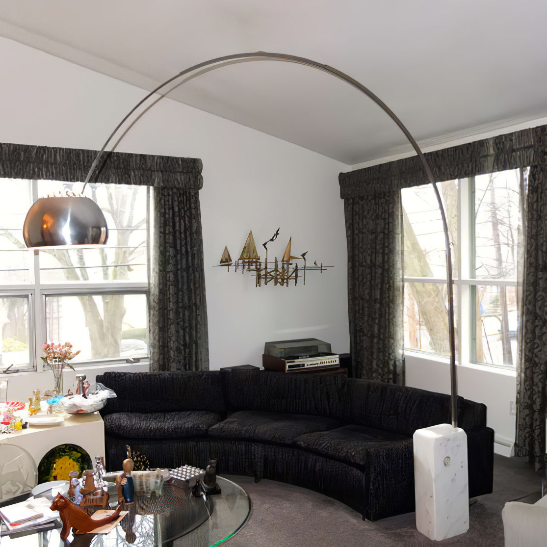 Alevra Steel Marble Floor Lamp-Neutral Decor