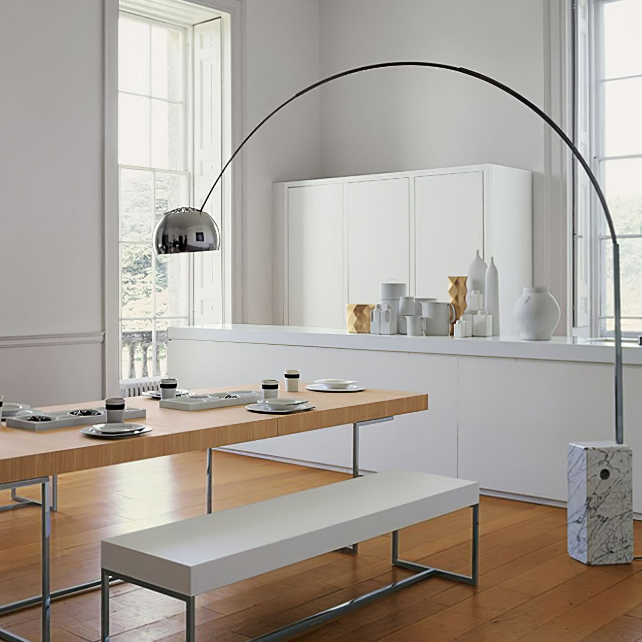 Alevra Steel Marble Floor Lamp-Neutral Decor