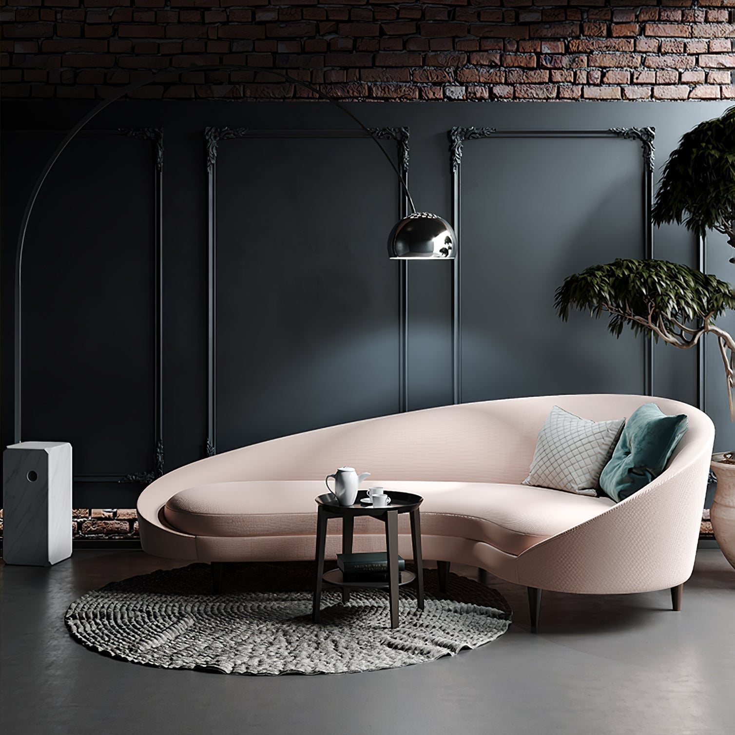 Alevra Steel Marble Floor Lamp-Neutral Decor