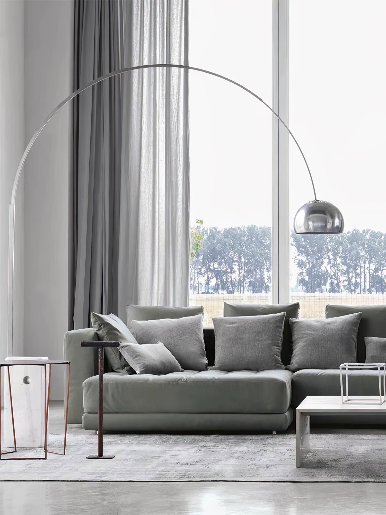 Alevra Steel Marble Floor Lamp-Neutral Decor