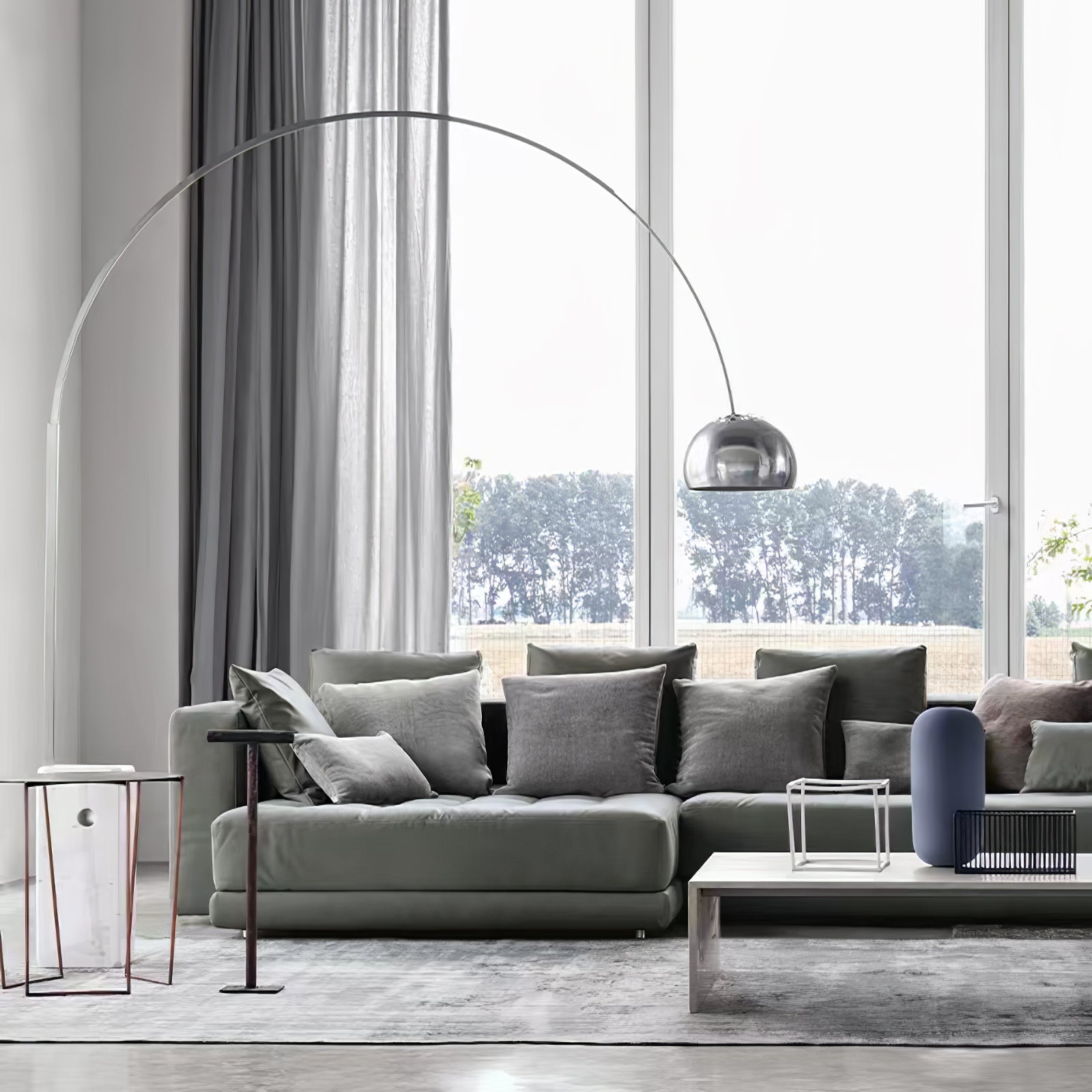 Alevra Steel Marble Floor Lamp-Neutral Decor