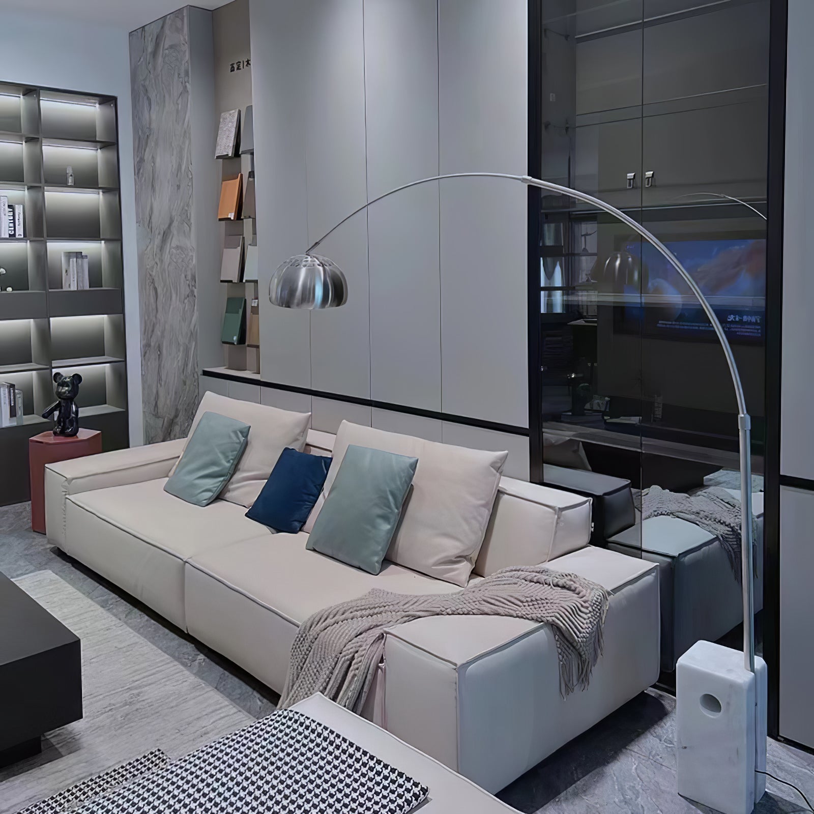 Alevra Steel Marble Floor Lamp-Neutral Decor