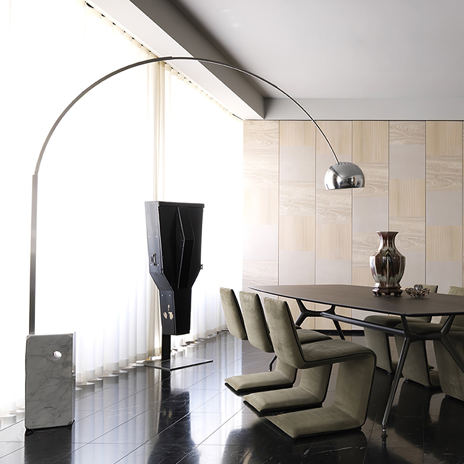 Alevra Steel Marble Floor Lamp-Neutral Decor