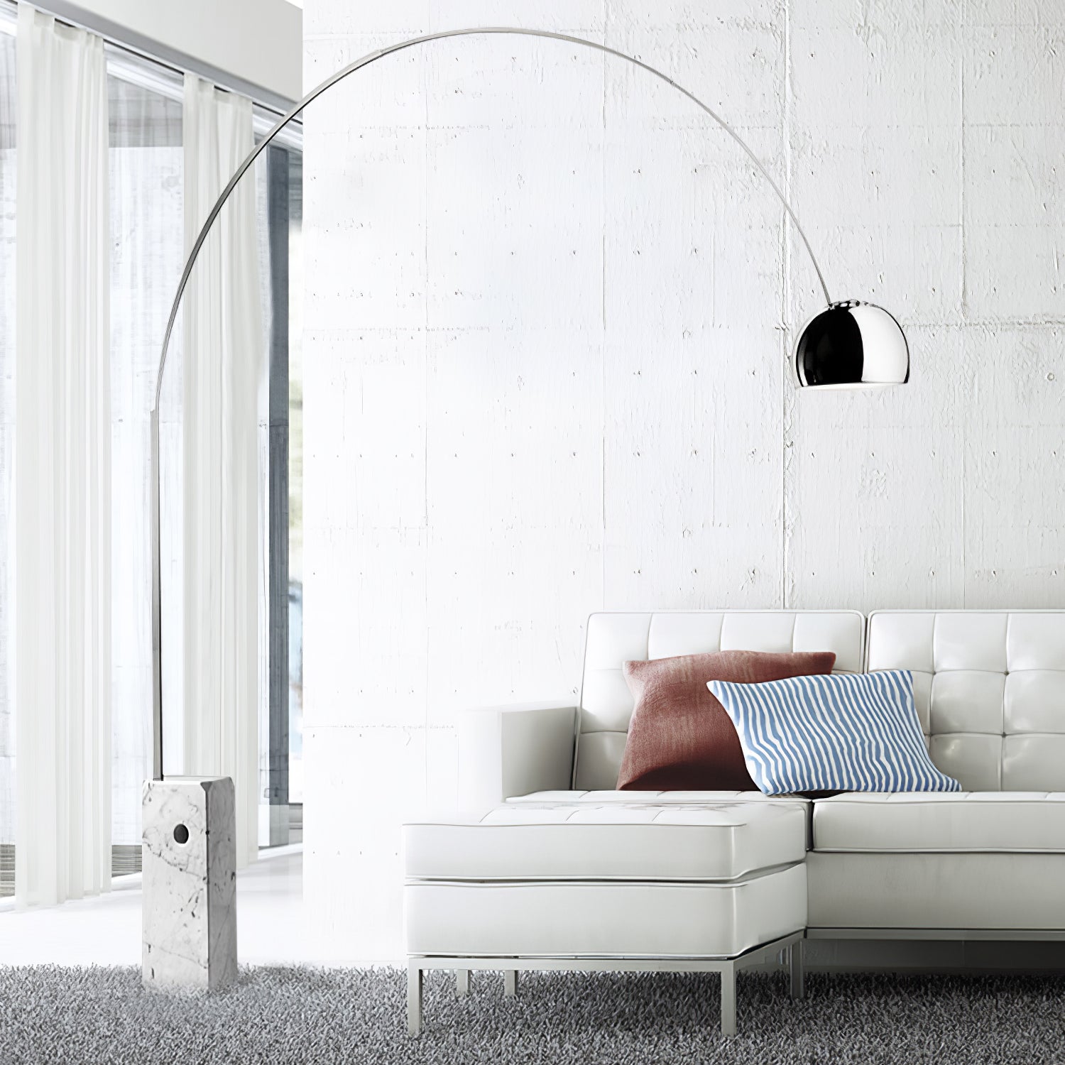 Alevra Steel Marble Floor Lamp-Neutral Decor