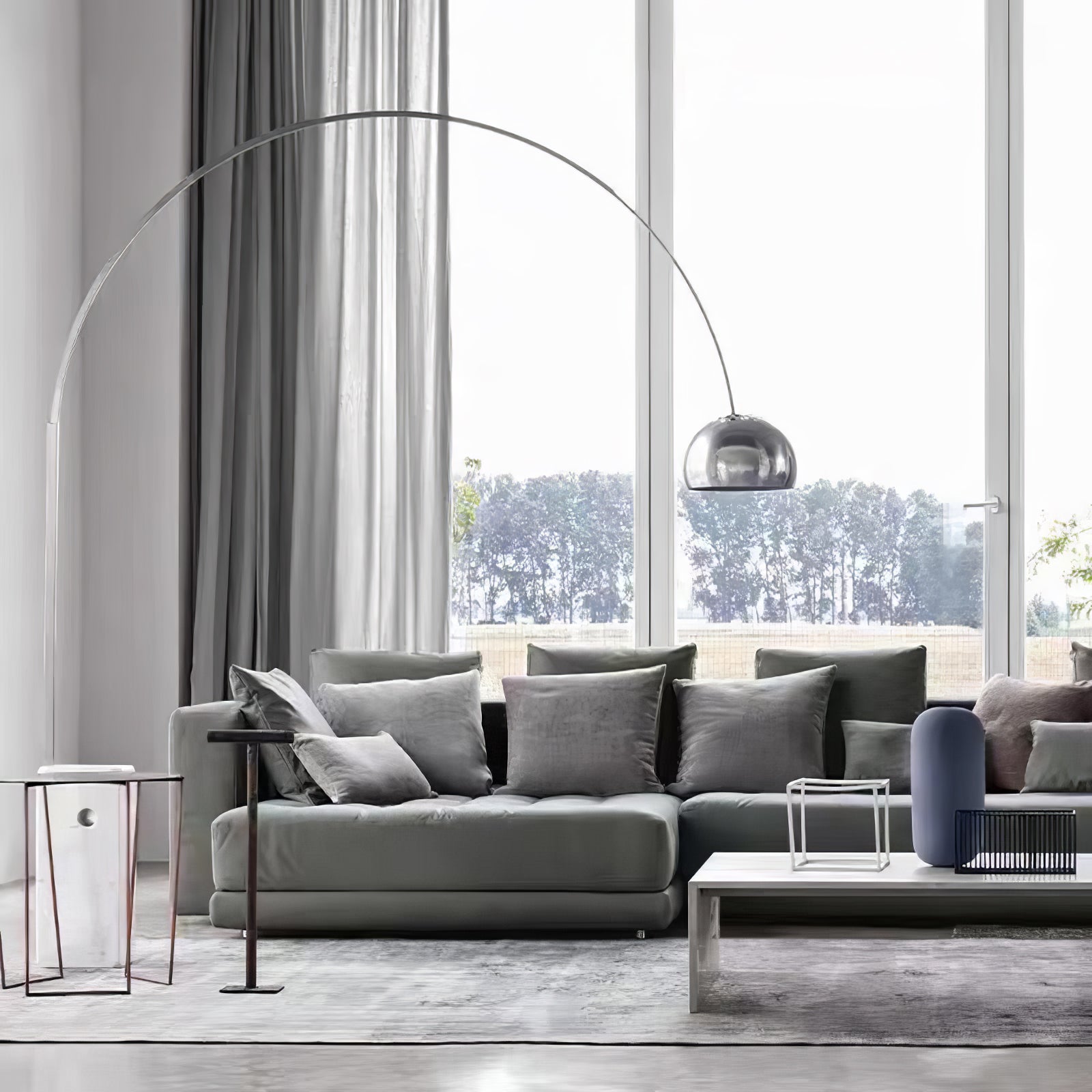 Alevra Steel Marble Floor Lamp-Neutral Decor