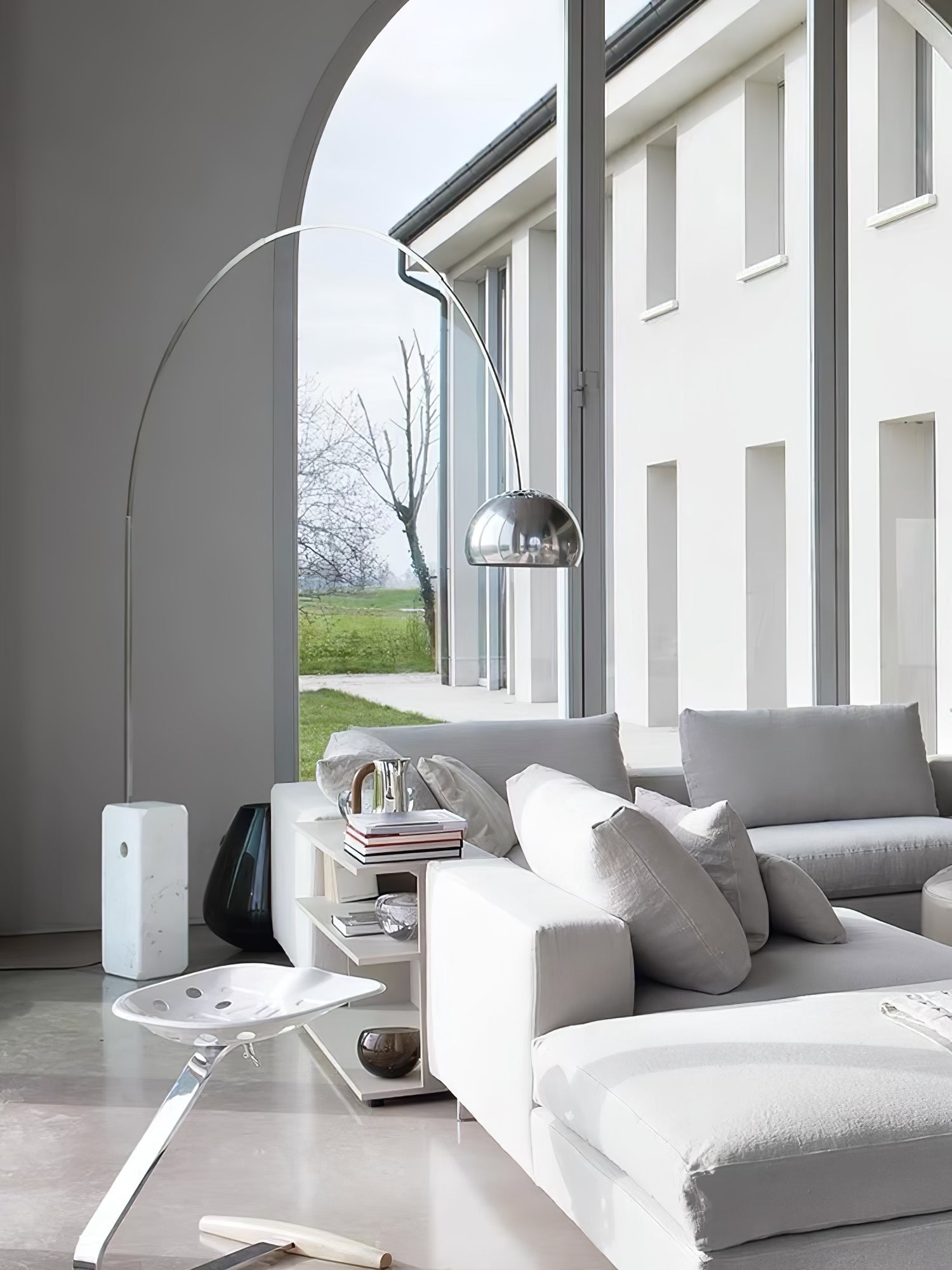 Alevra Steel Marble Floor Lamp-Neutral Decor