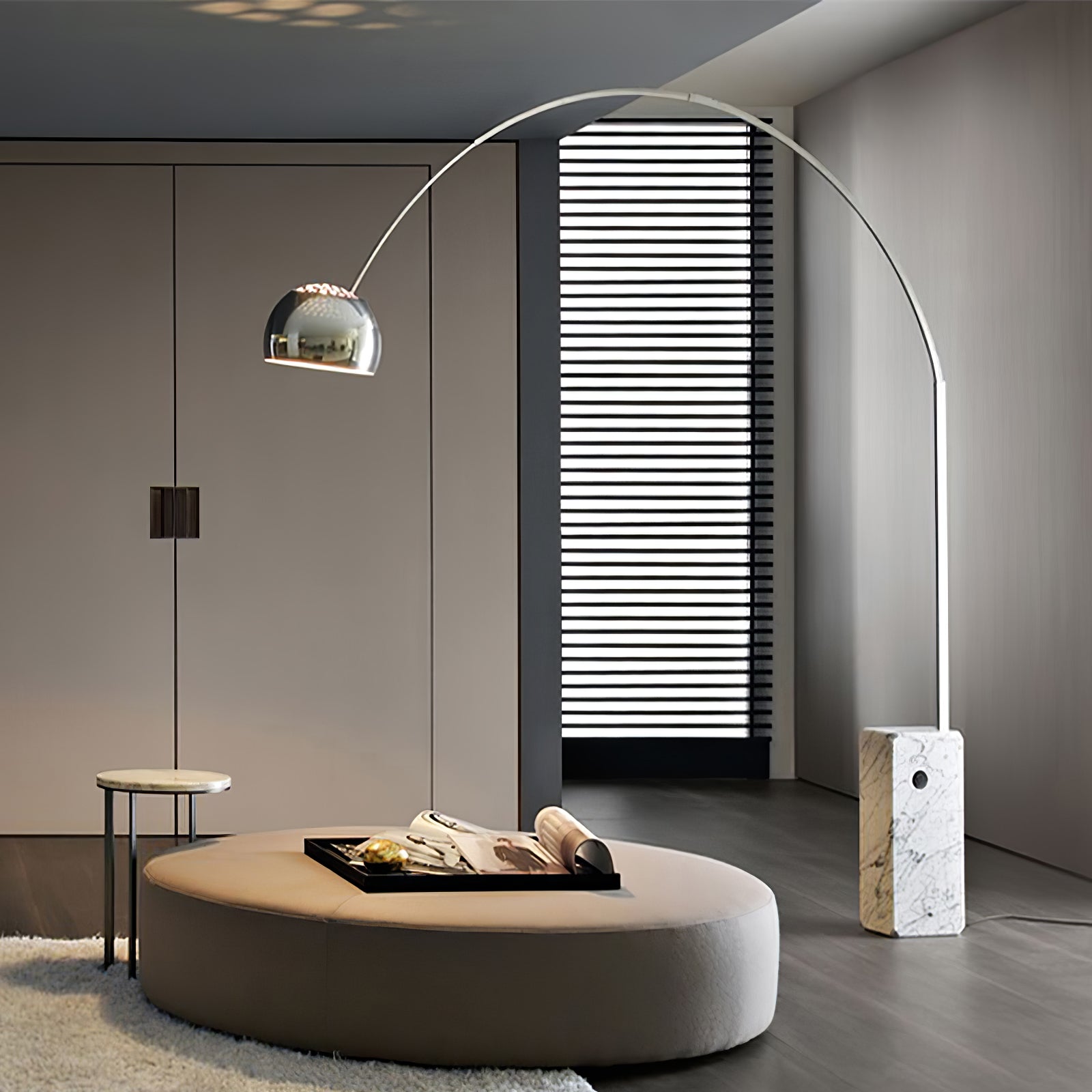 Alevra Steel Marble Floor Lamp-Neutral Decor