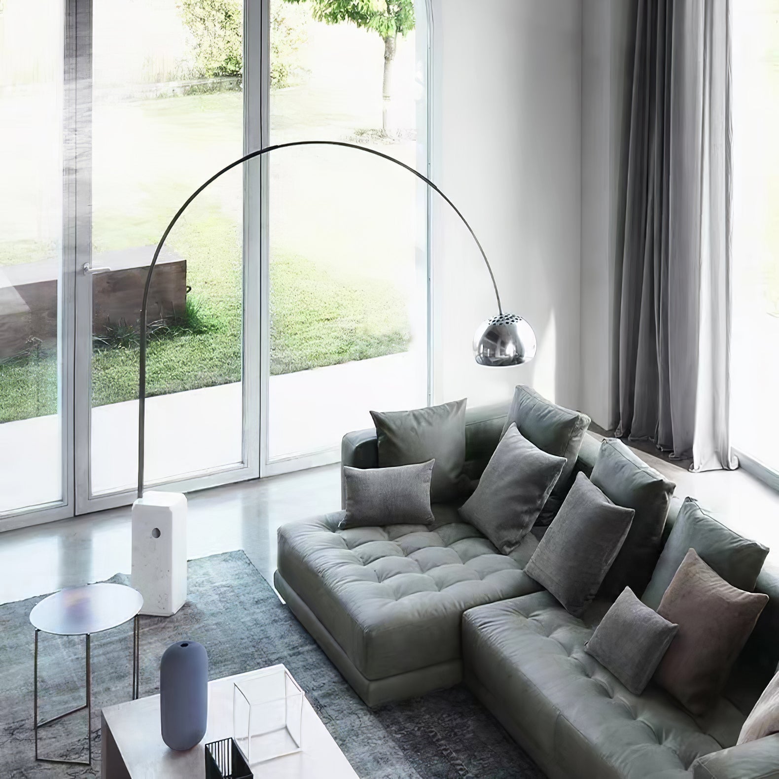 Alevra Steel Marble Floor Lamp-Neutral Decor