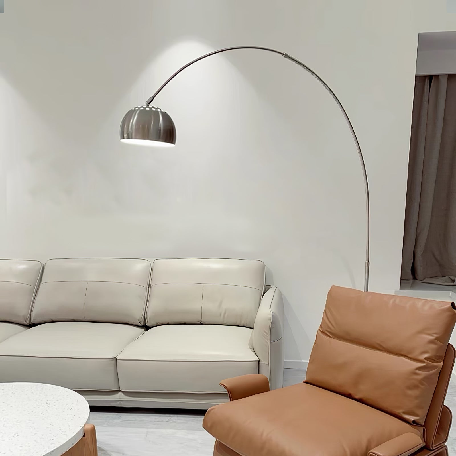 Alevra Steel Marble Floor Lamp-Neutral Decor
