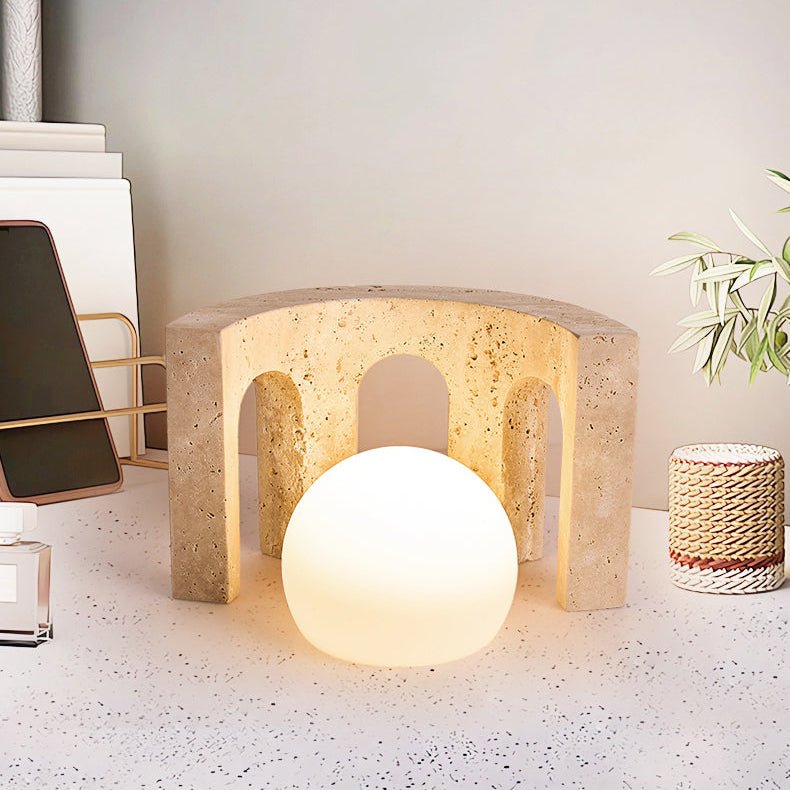 Drav Stone Table Light-Neutral Decor