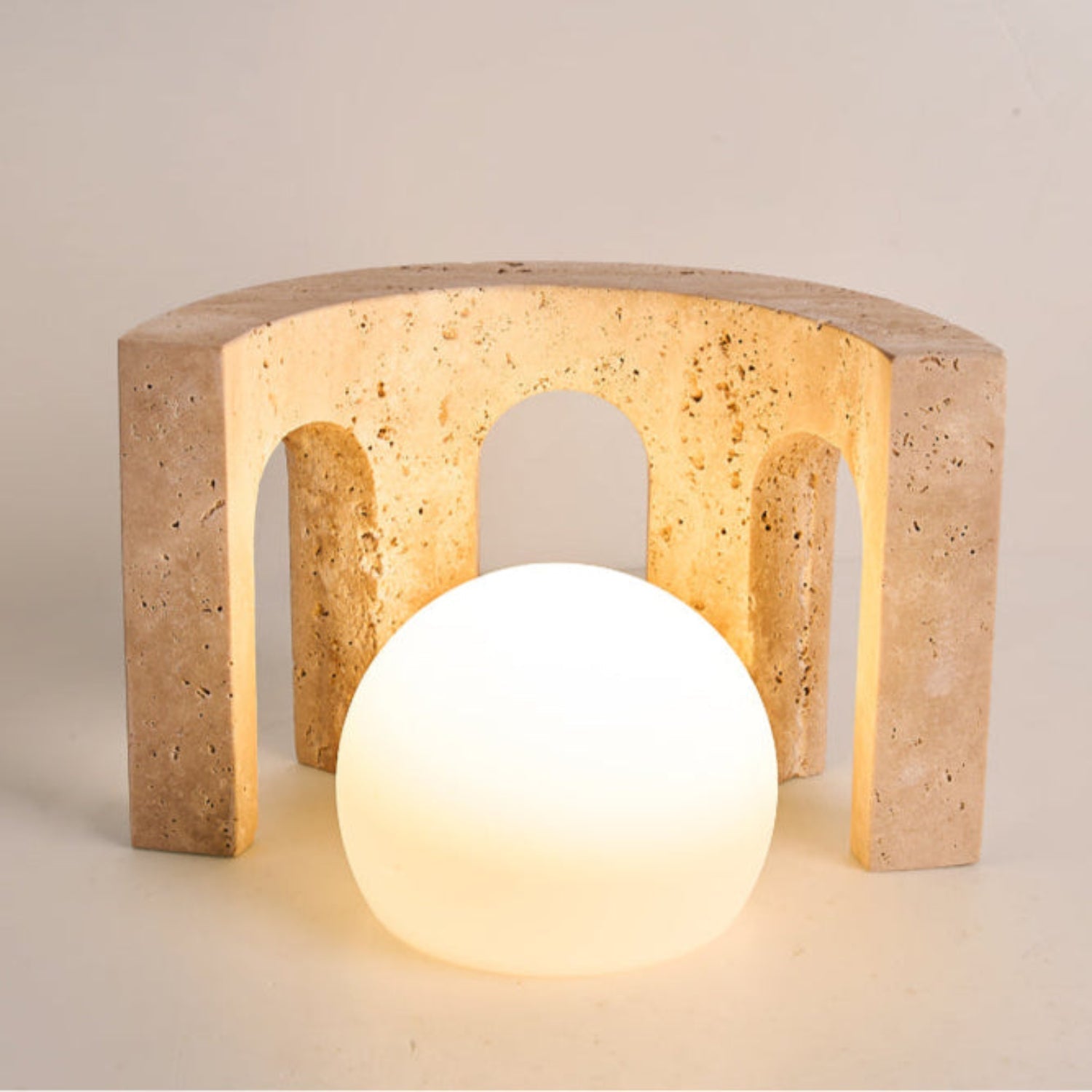 Drav Stone Table Light-Neutral Decor