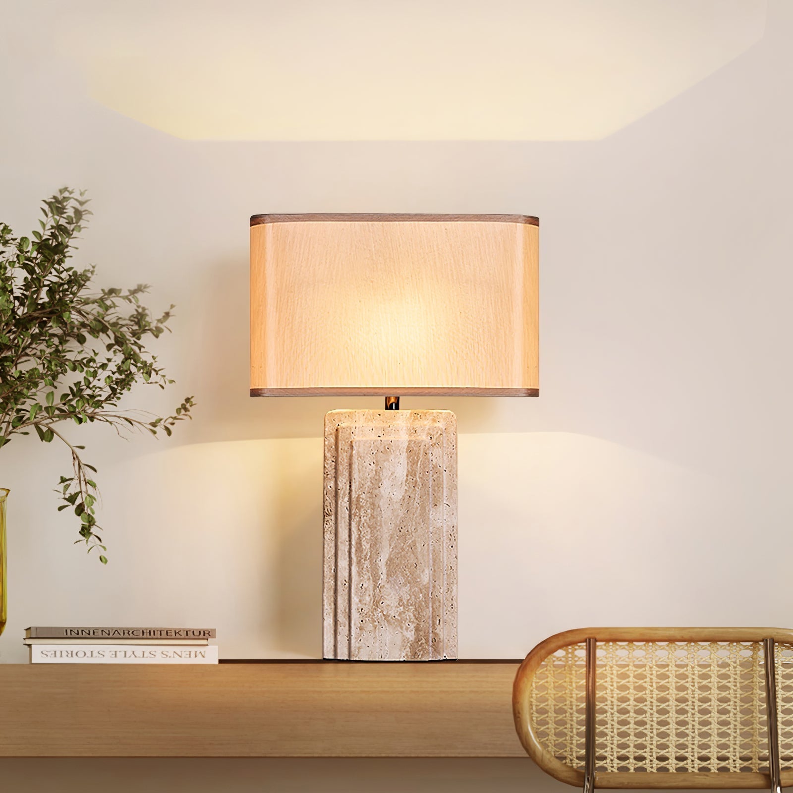 Cocare Travertine Table Lamp-Neutral Decor