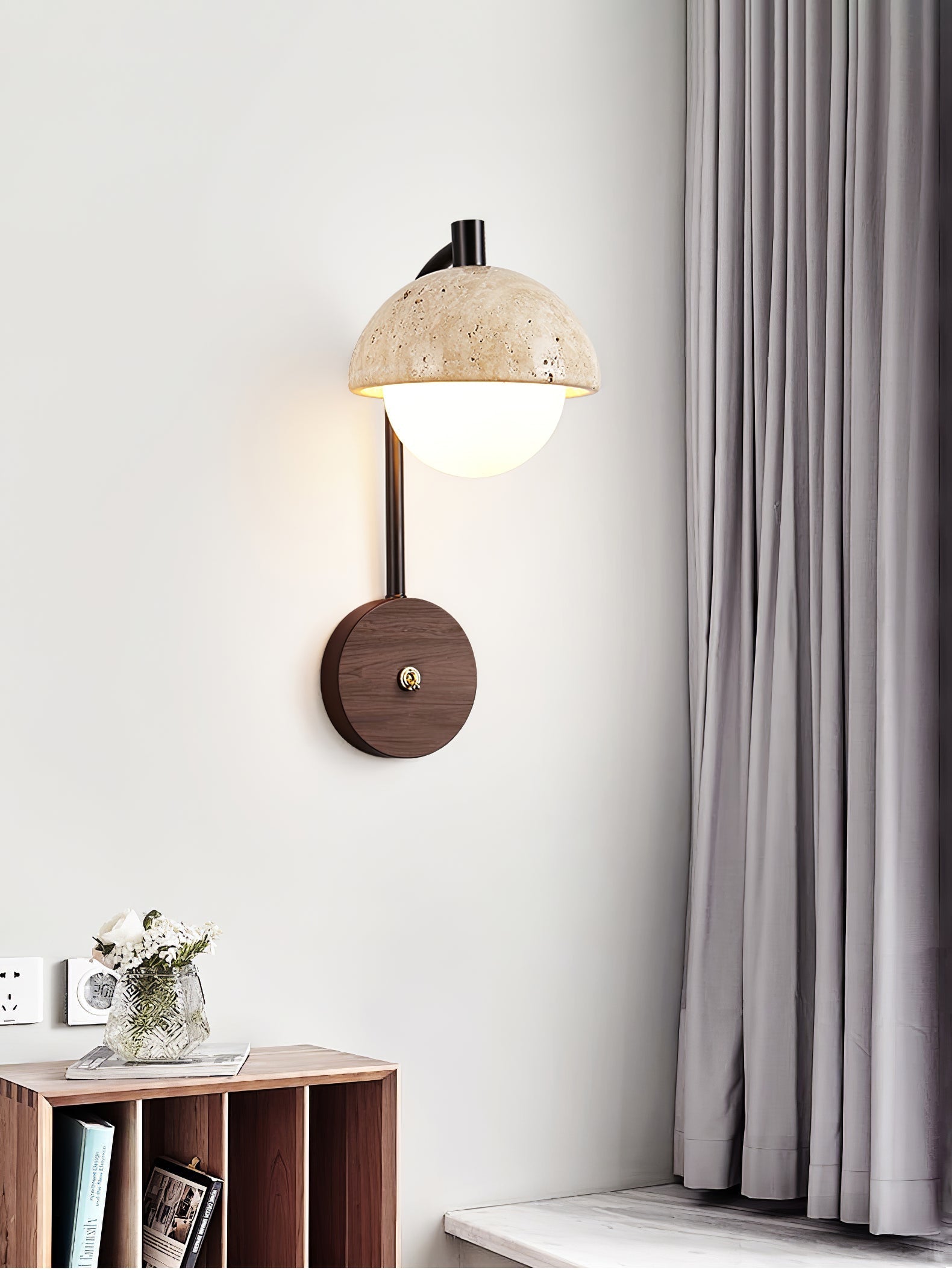 Arlo Travertine Wall Light-Neutral Decor