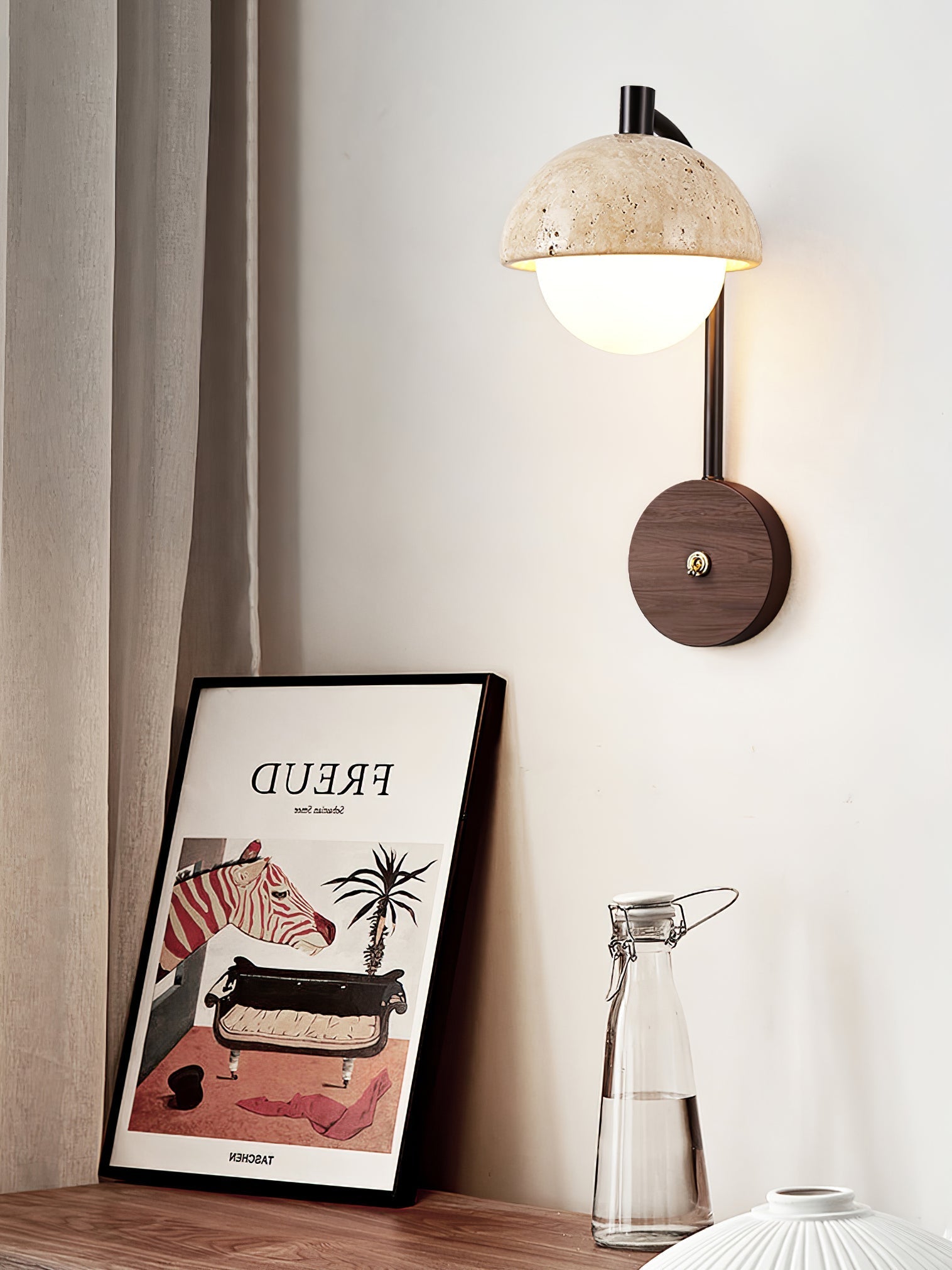 Arlo Travertine Wall Light-Neutral Decor