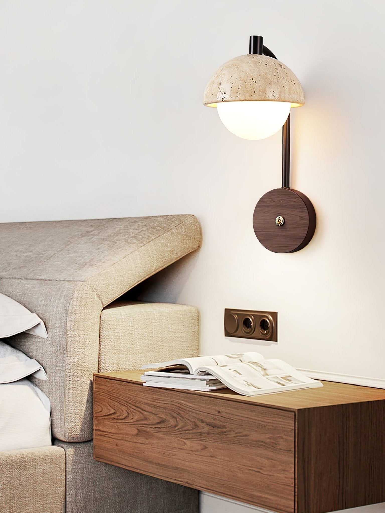 Arlo Travertine Wall Light-Neutral Decor