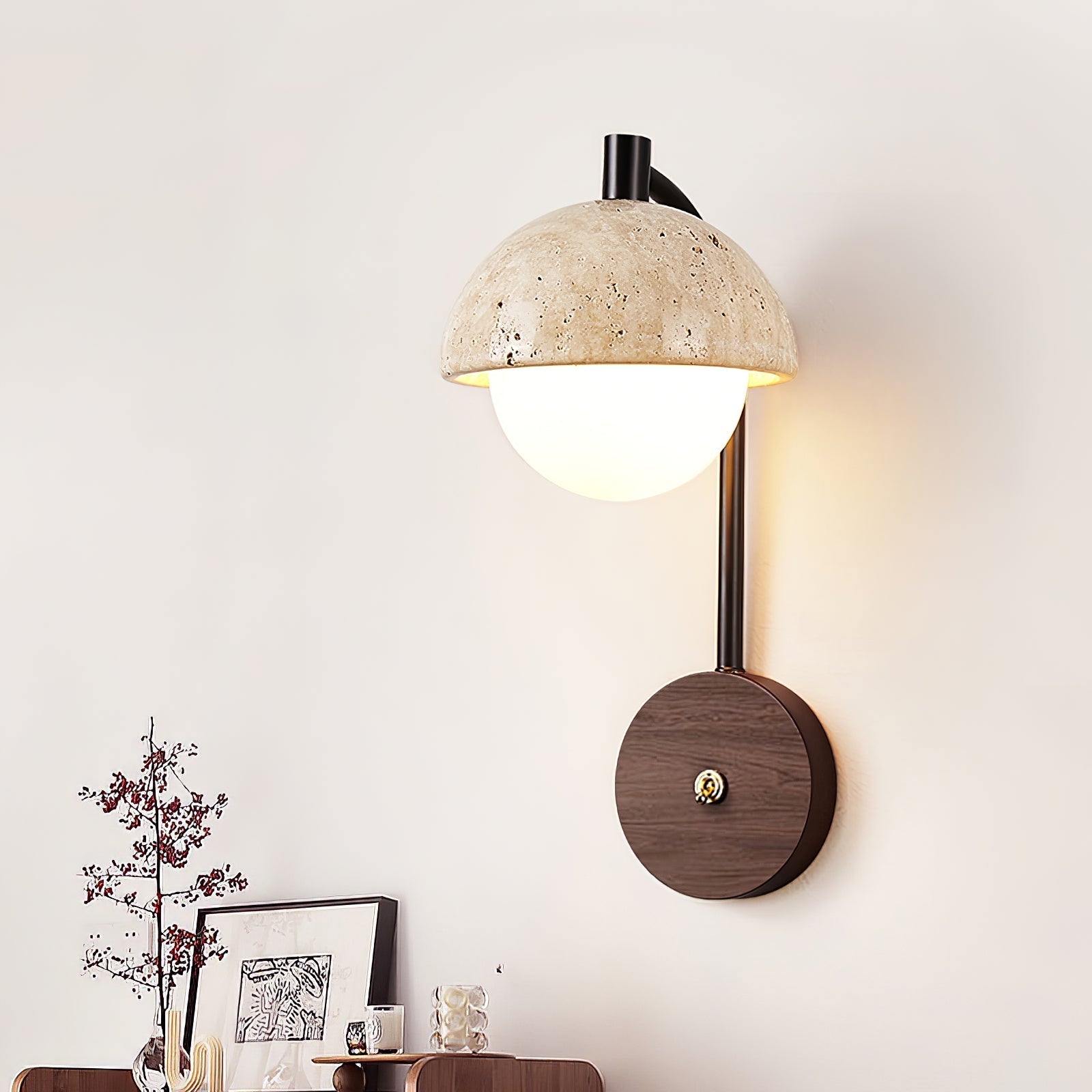 Arlo Travertine Wall Light-Neutral Decor