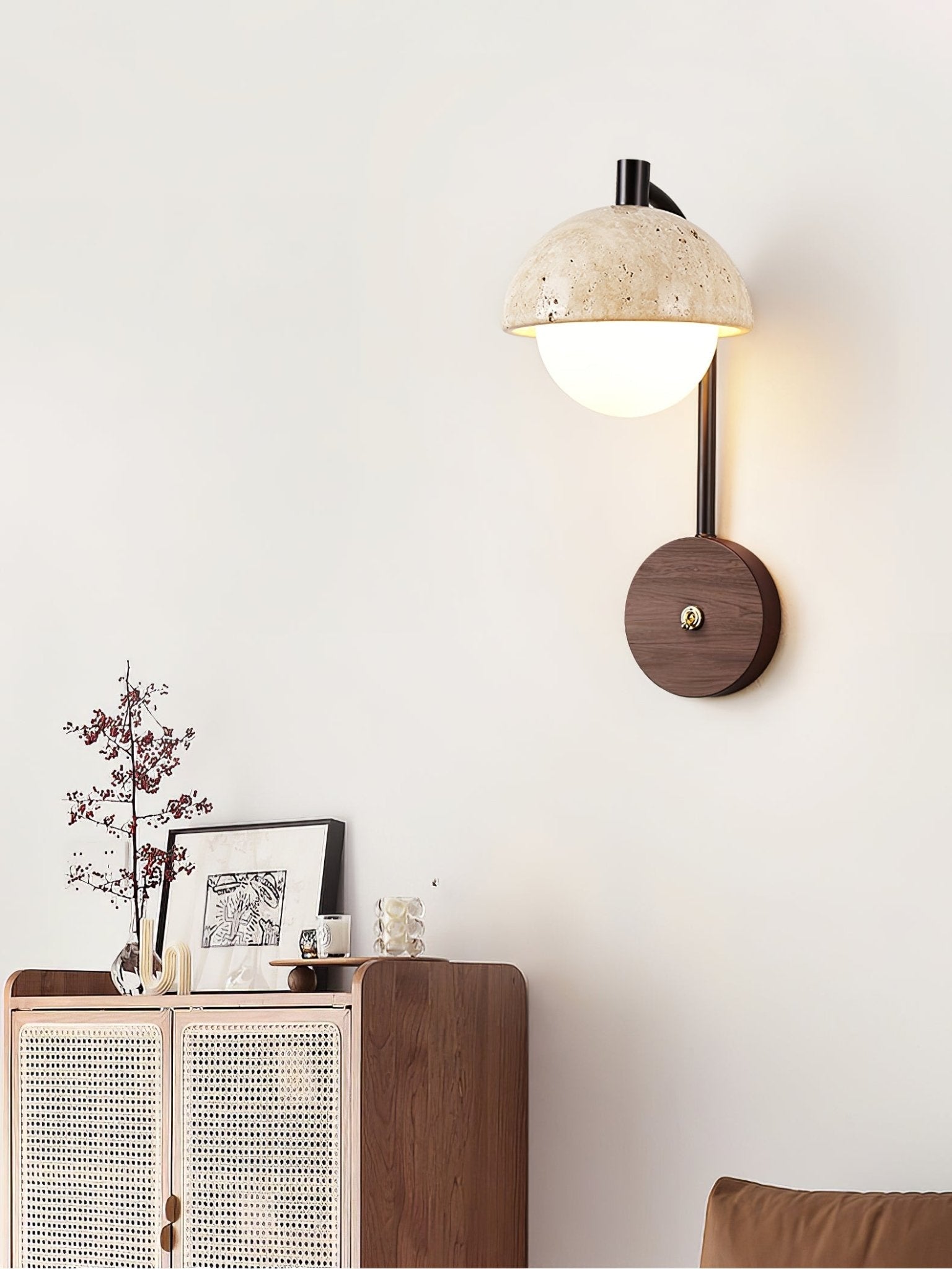 Arlo Travertine Wall Light-Neutral Decor