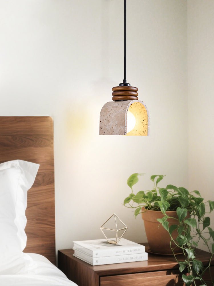 Quinn Modern Yellow Travertine Pendant Lamp-Neutral Decor