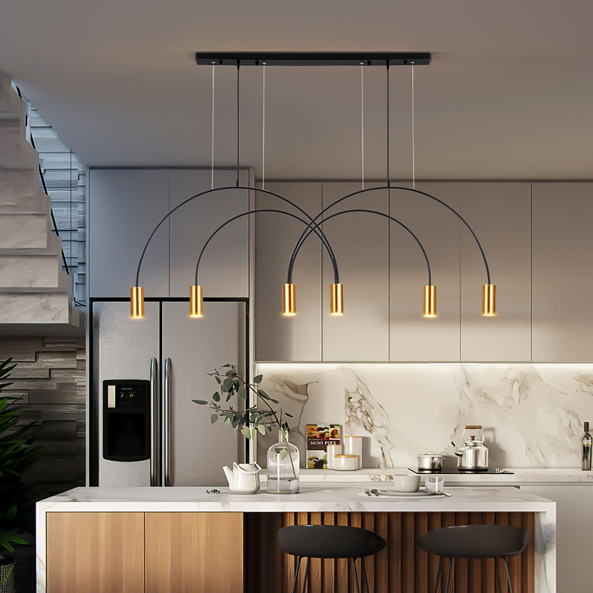 Noriel Pendant Lamp Overlapping Cylinder Minimalist Dining Room-Neutral Decor