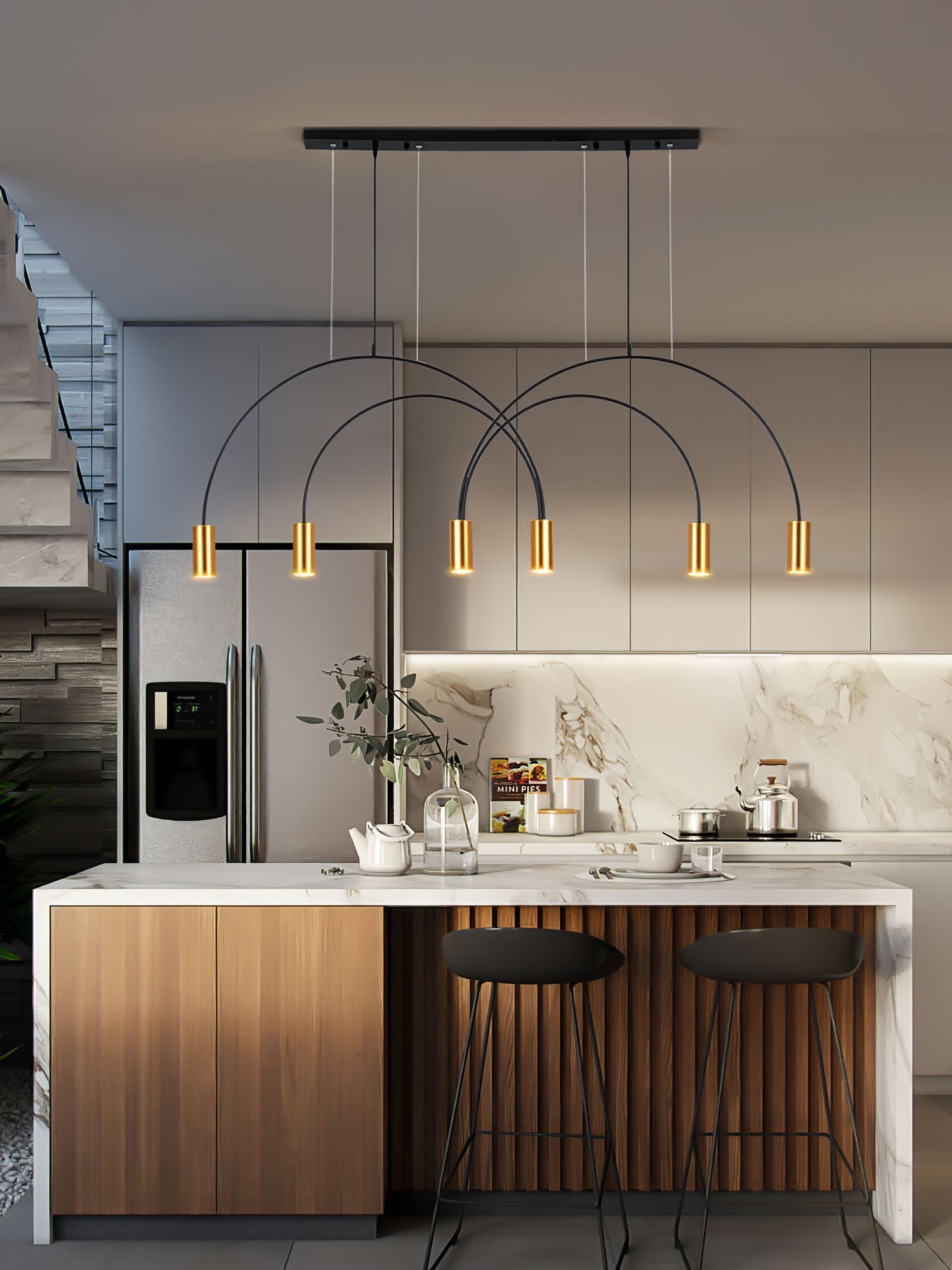 Noriel Pendant Lamp Overlapping Cylinder Minimalist Dining Room-Neutral Decor
