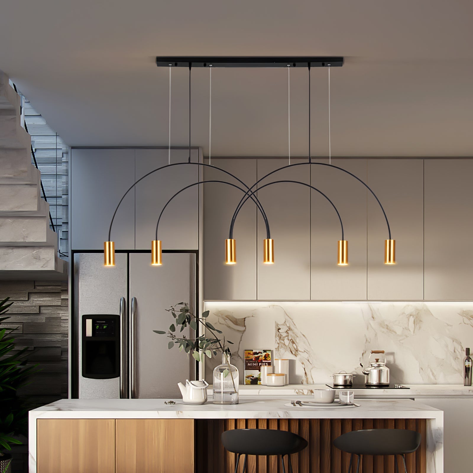 Noriel Pendant Lamp Overlapping Cylinder Minimalist Dining Room-Neutral Decor