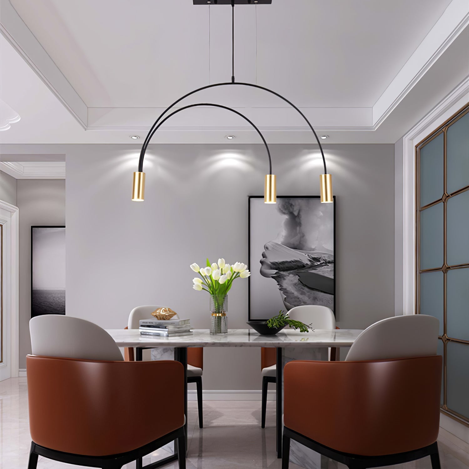Noriel Pendant Lamp Overlapping Cylinder Minimalist Dining Room-Neutral Decor