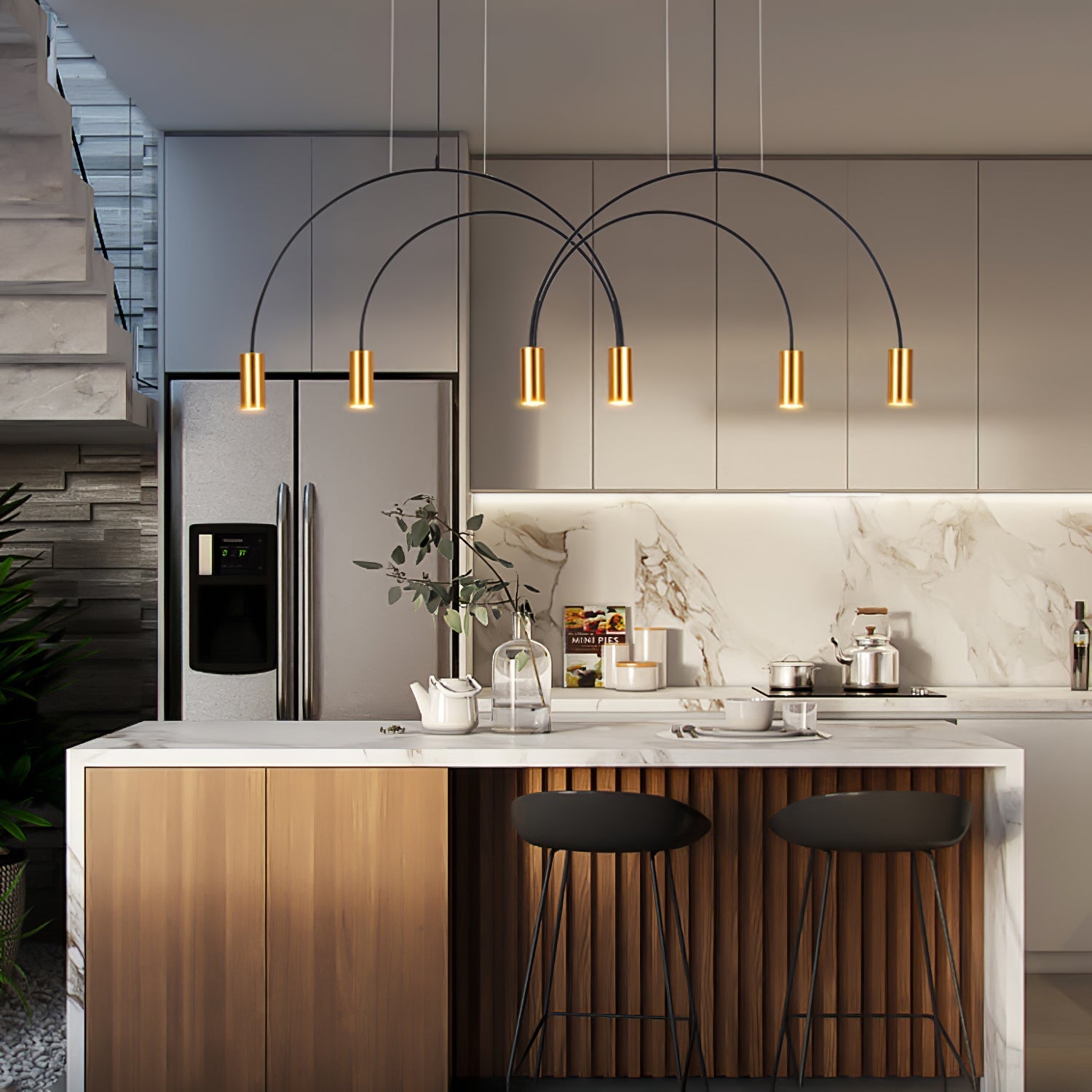 Noriel Pendant Lamp Overlapping Cylinder Minimalist Dining Room-Neutral Decor