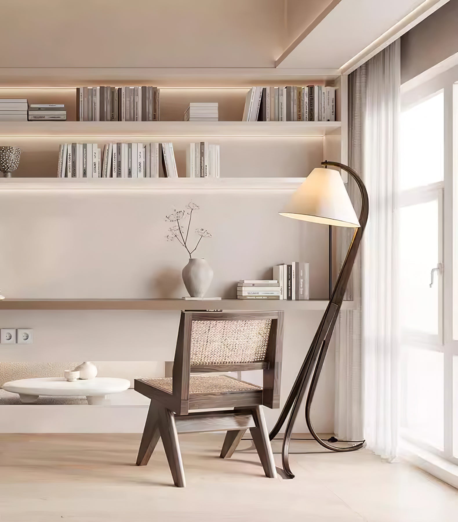 Udorila Curved Wood Floor Lamp-Neutral Decor