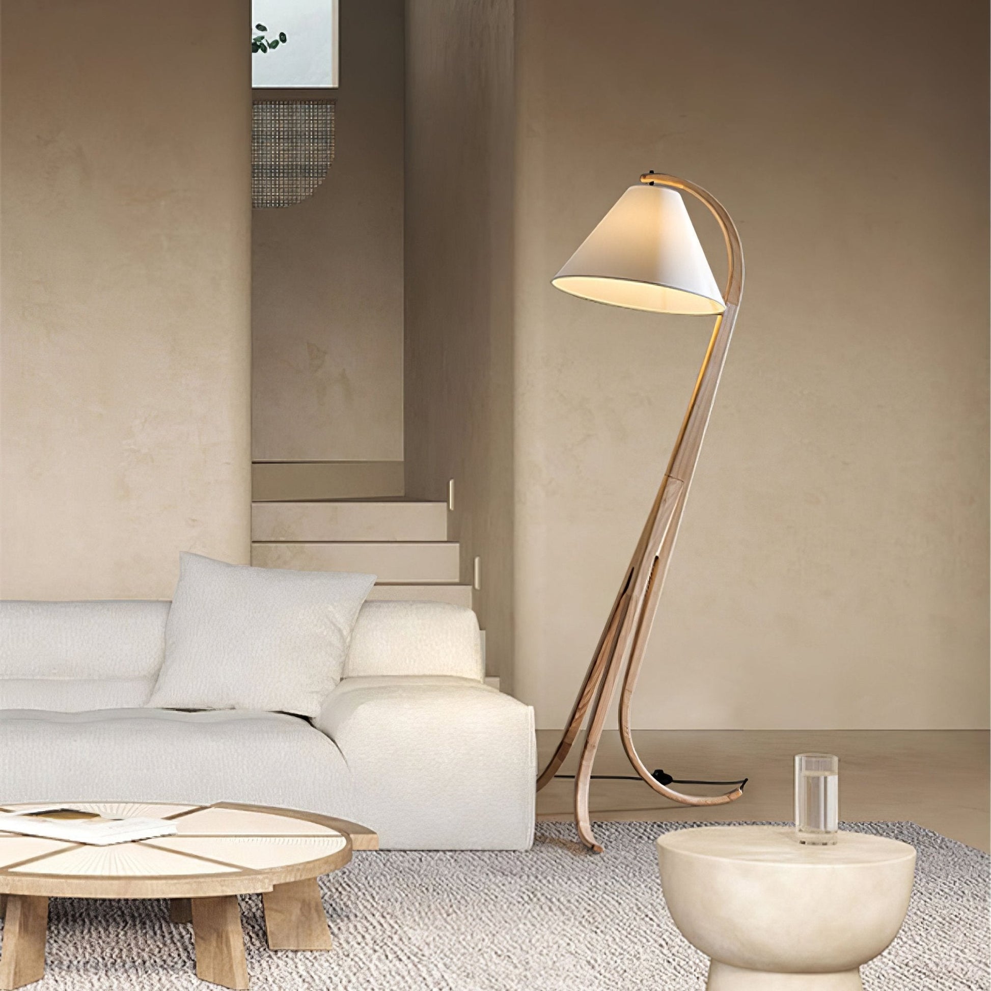 Udorila Curved Wood Floor Lamp-Neutral Decor