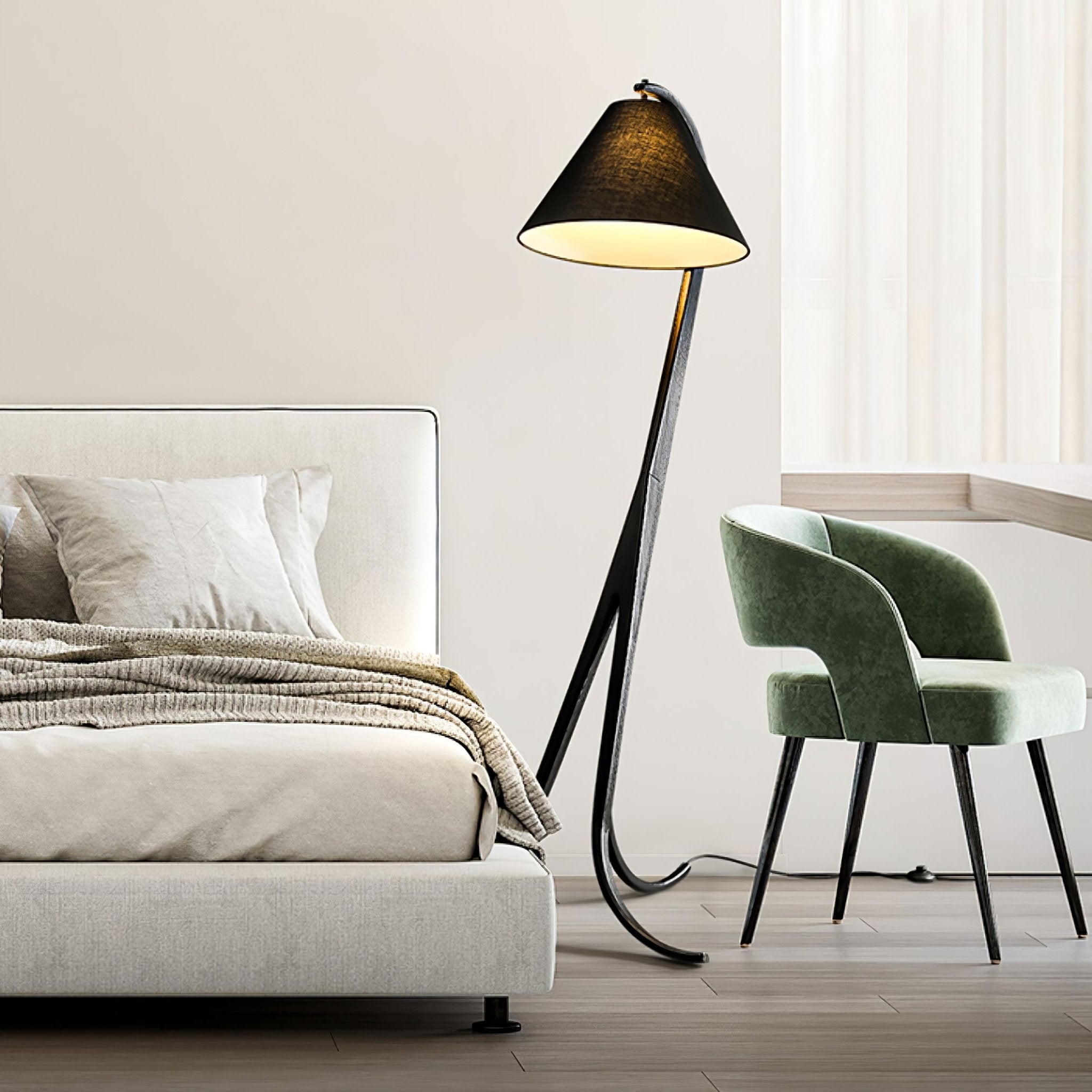 Udorila Curved Wood Floor Lamp-Neutral Decor