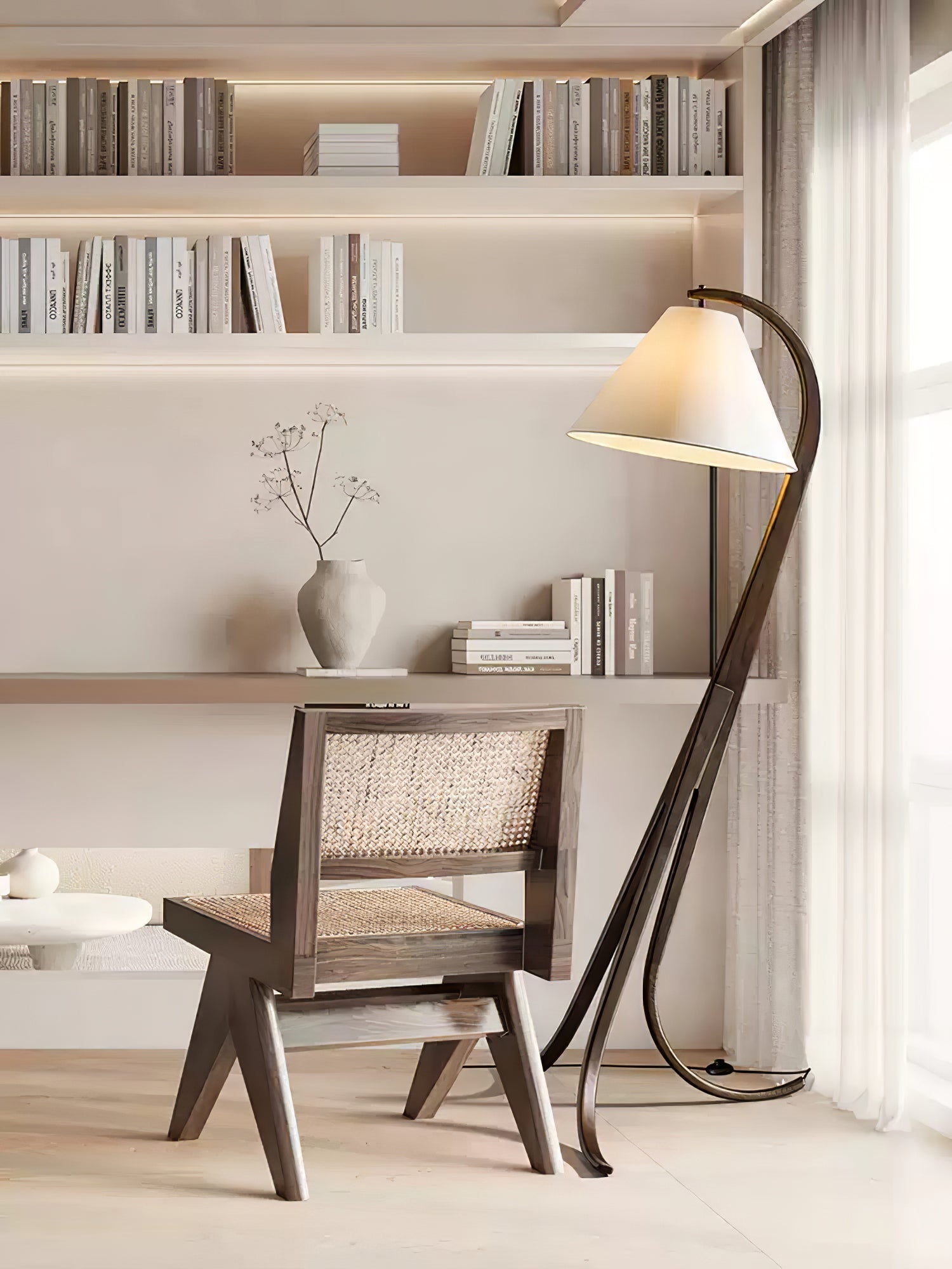 Udorila Curved Wood Floor Lamp-Neutral Decor