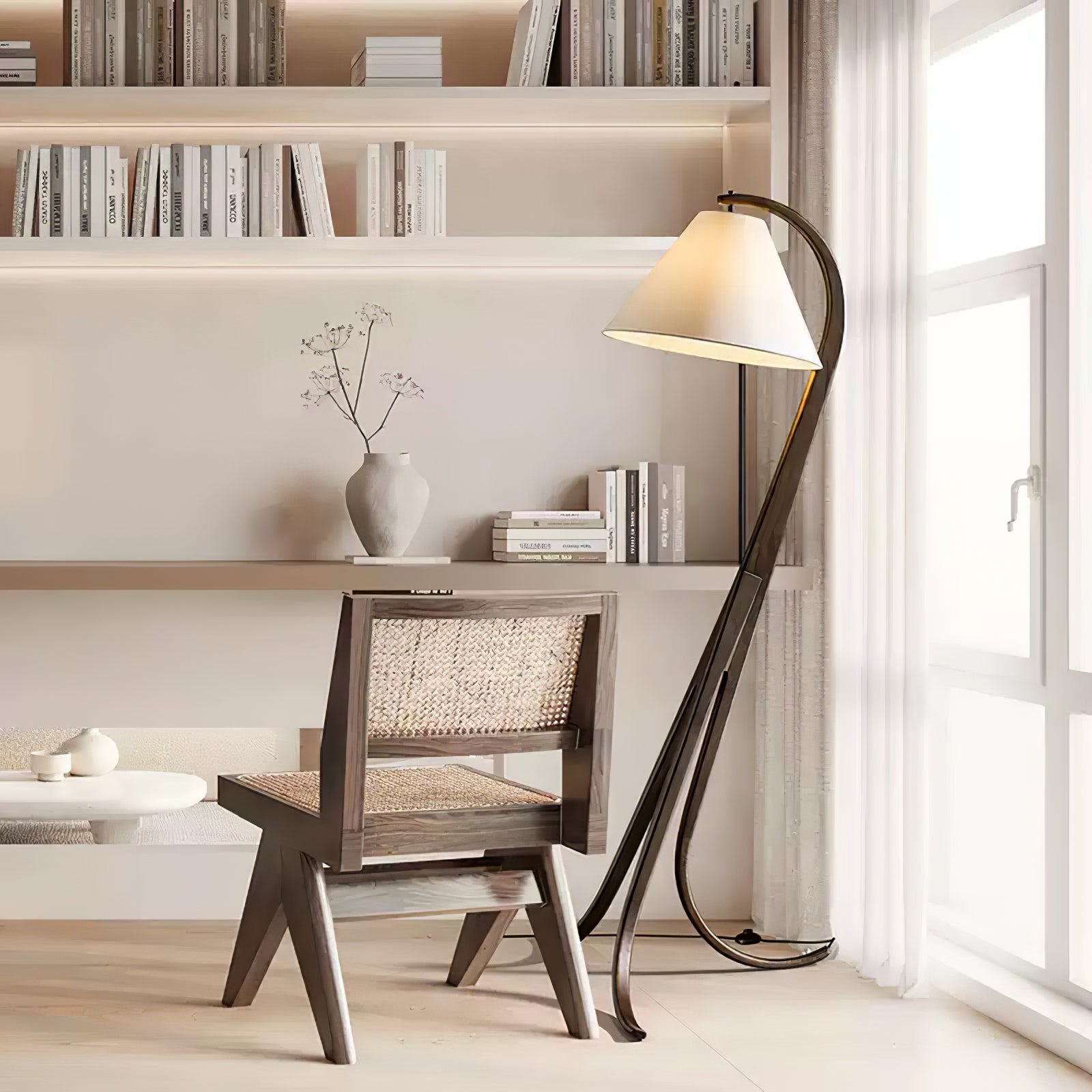 Udorila Curved Wood Floor Lamp-Neutral Decor