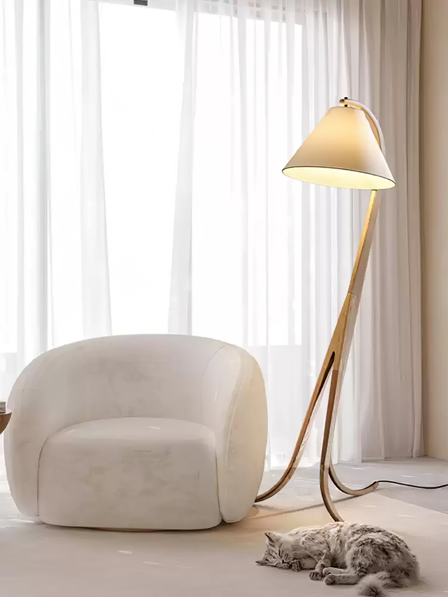 Udorila Curved Wood Floor Lamp-Neutral Decor