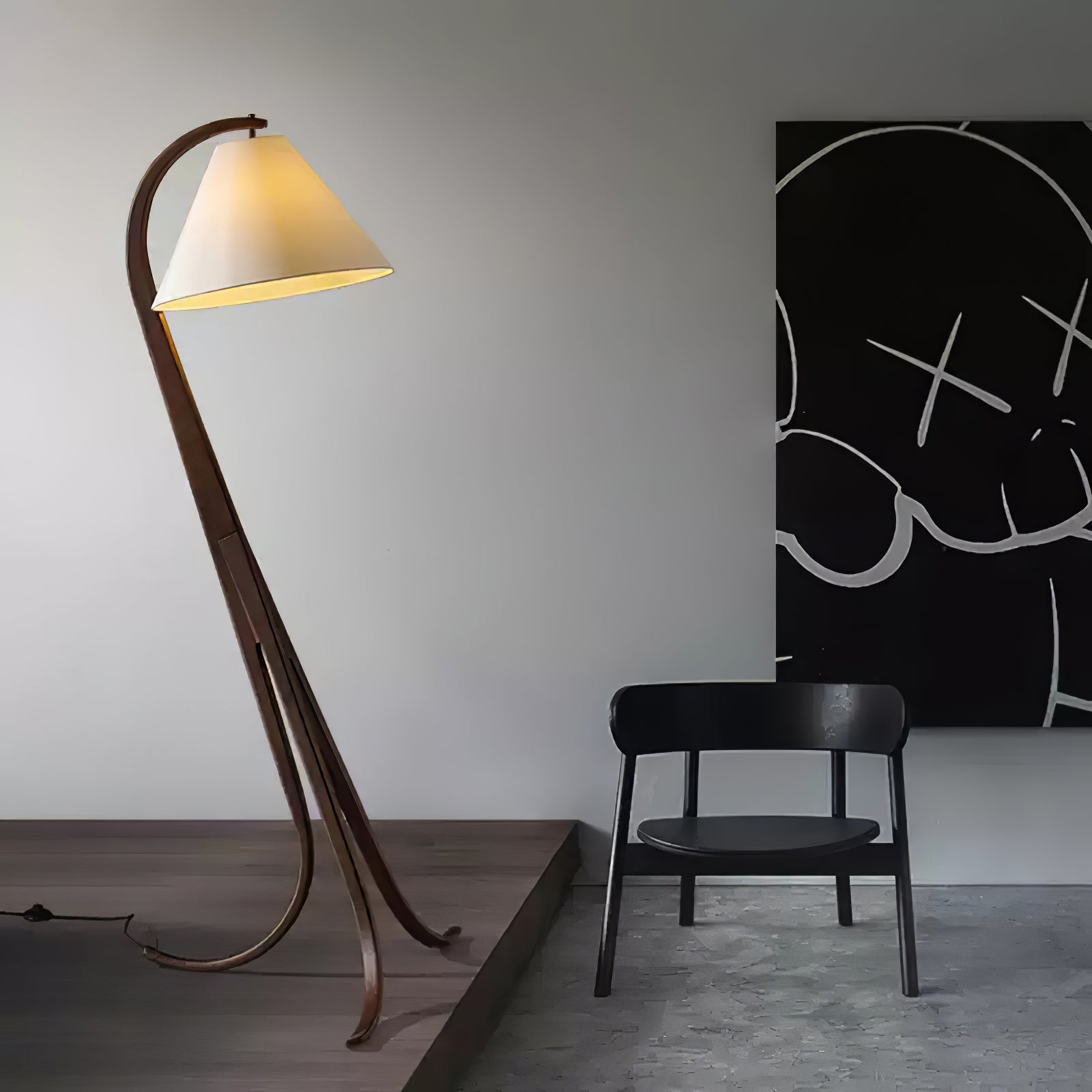 Udorila Curved Wood Floor Lamp-Neutral Decor