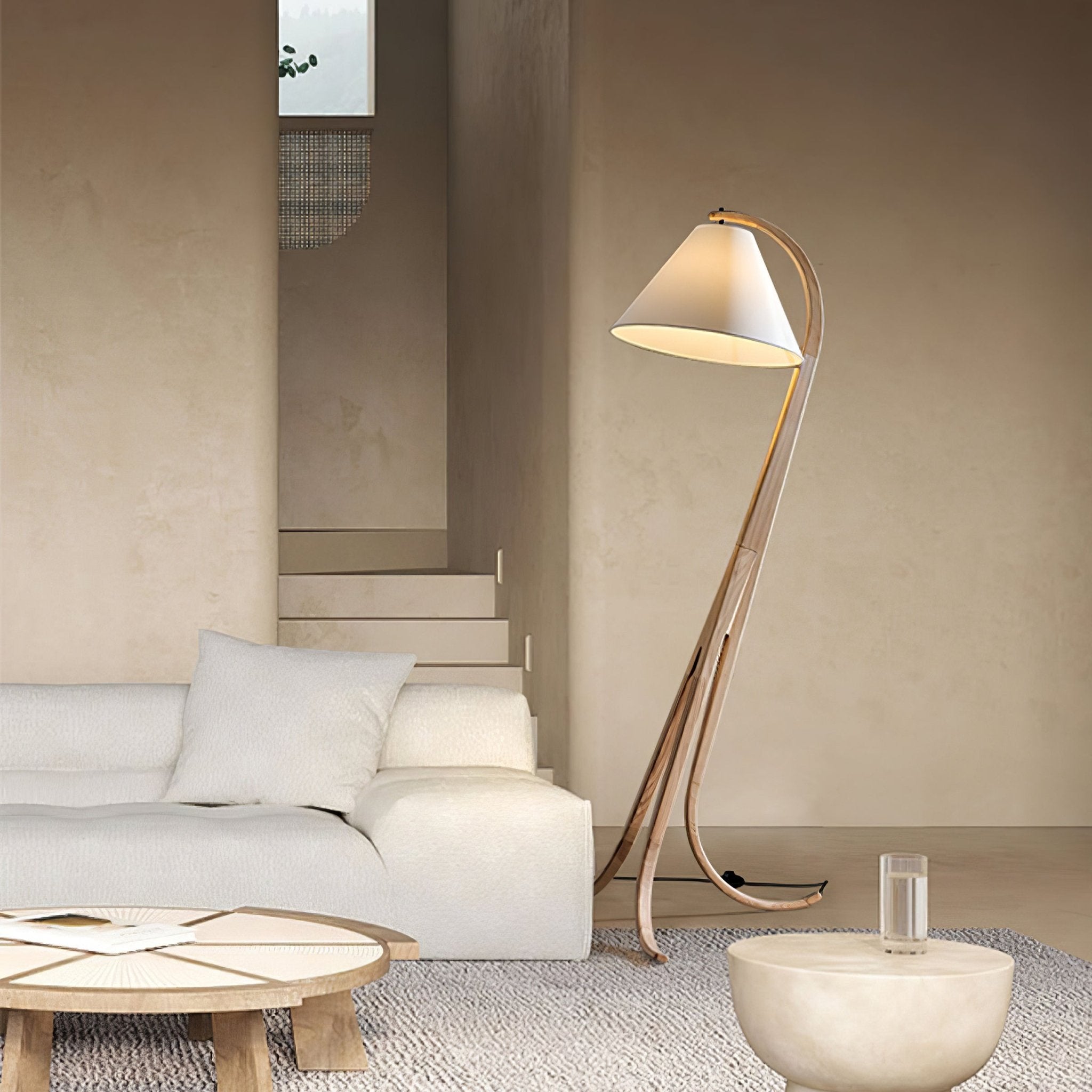 Udorila Curved Wood Floor Lamp-Neutral Decor