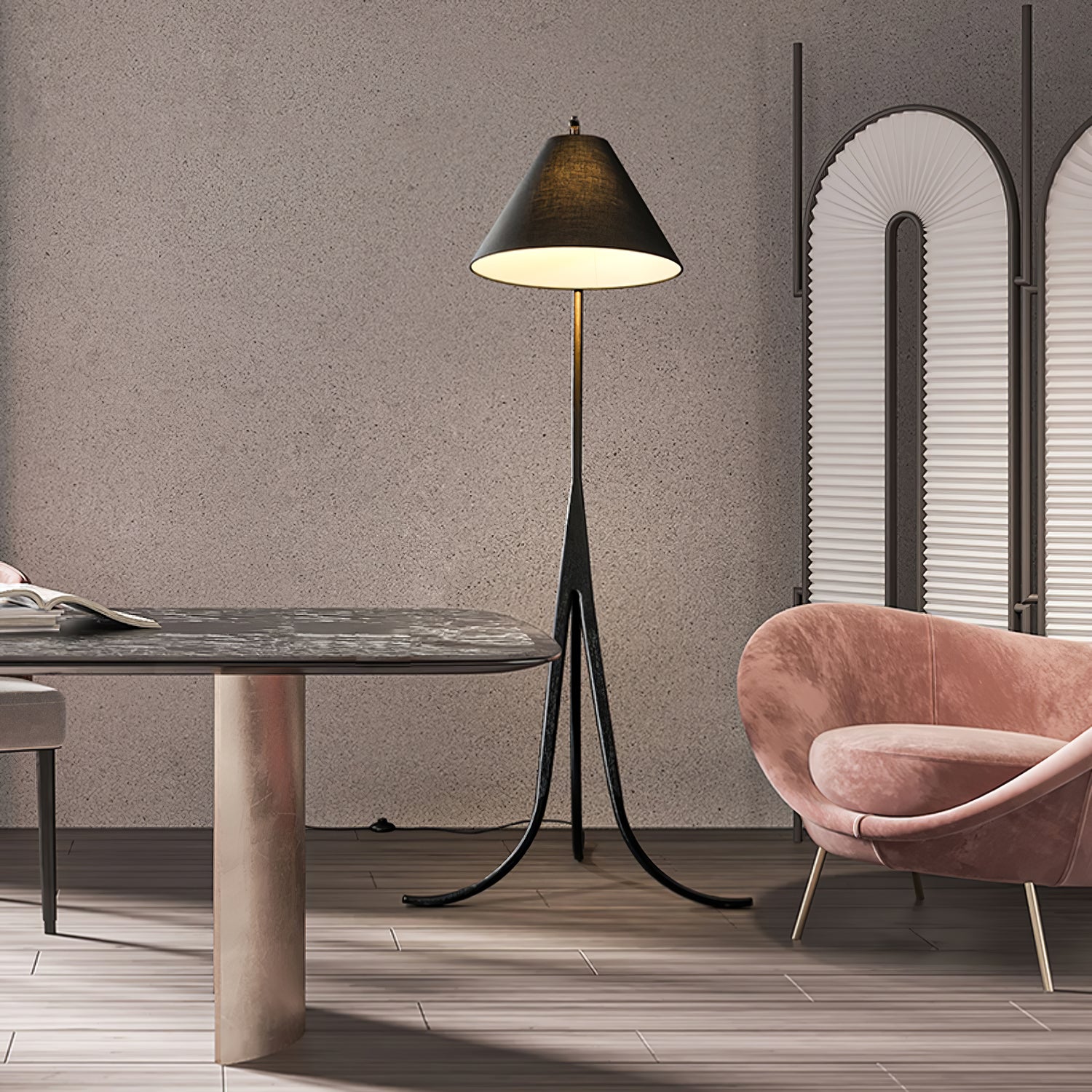 Udorila Curved Wood Floor Lamp-Neutral Decor
