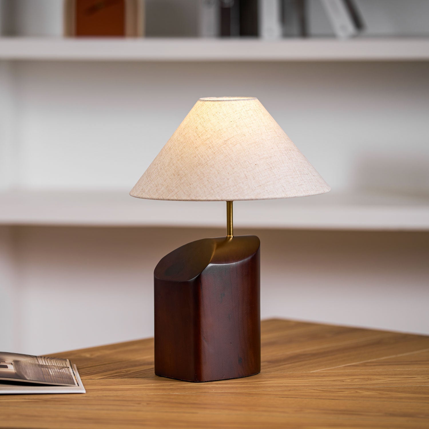 Halene Wood Fabric Table Lamp-Neutral Decor