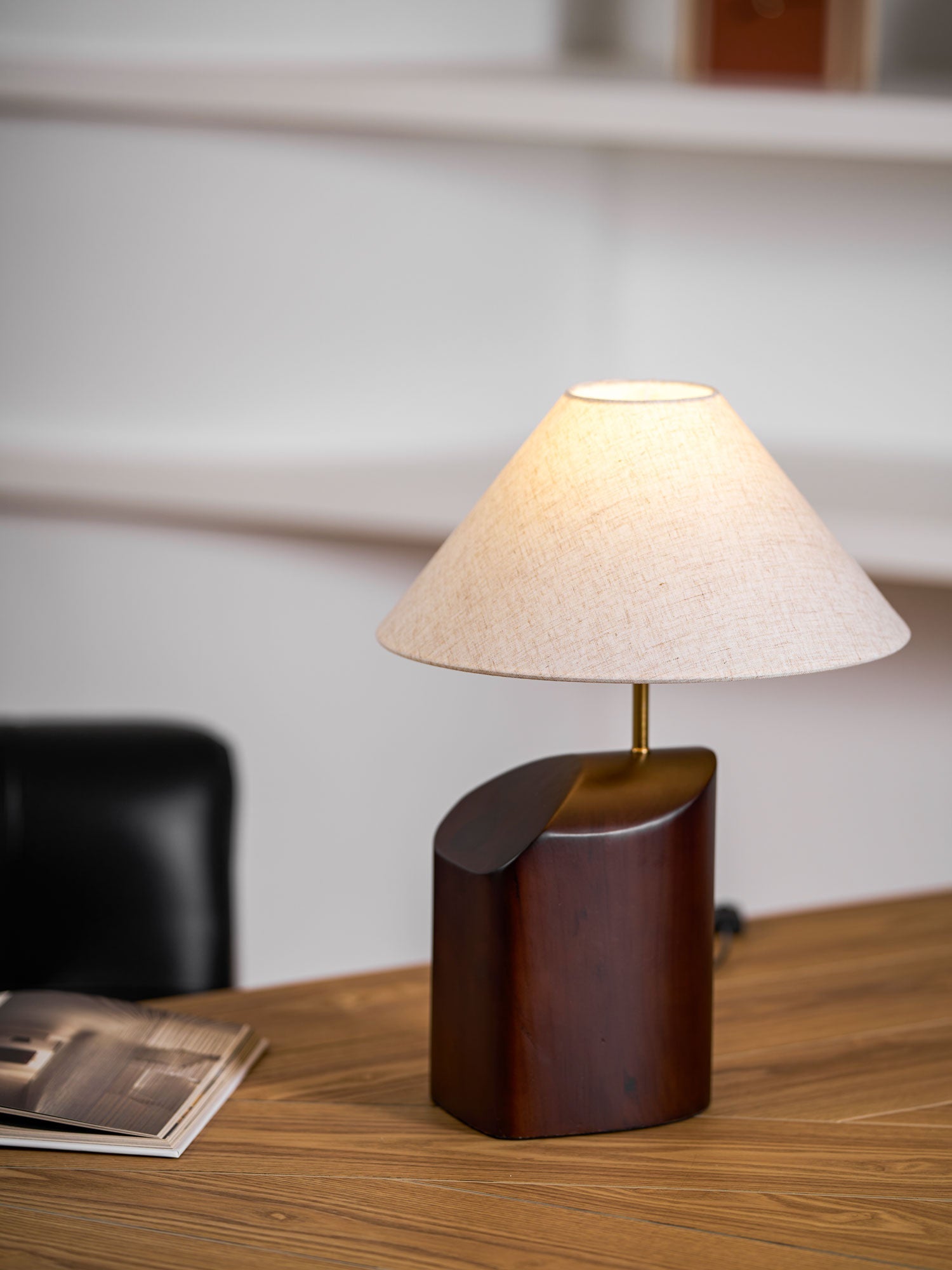 Halene Wood Fabric Table Lamp-Neutral Decor